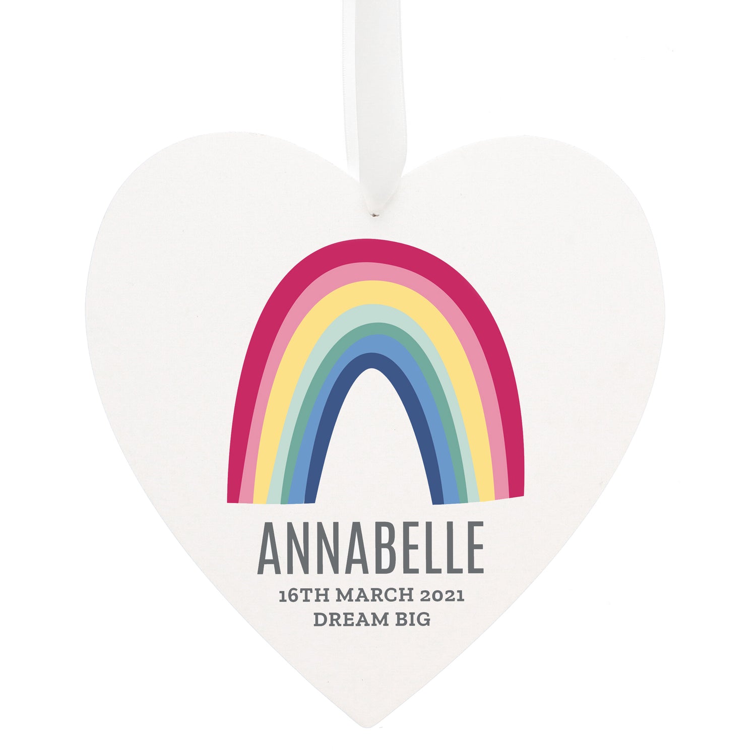 Personalised Rainbow Large Wooden Heart Decoration - gift & personalise