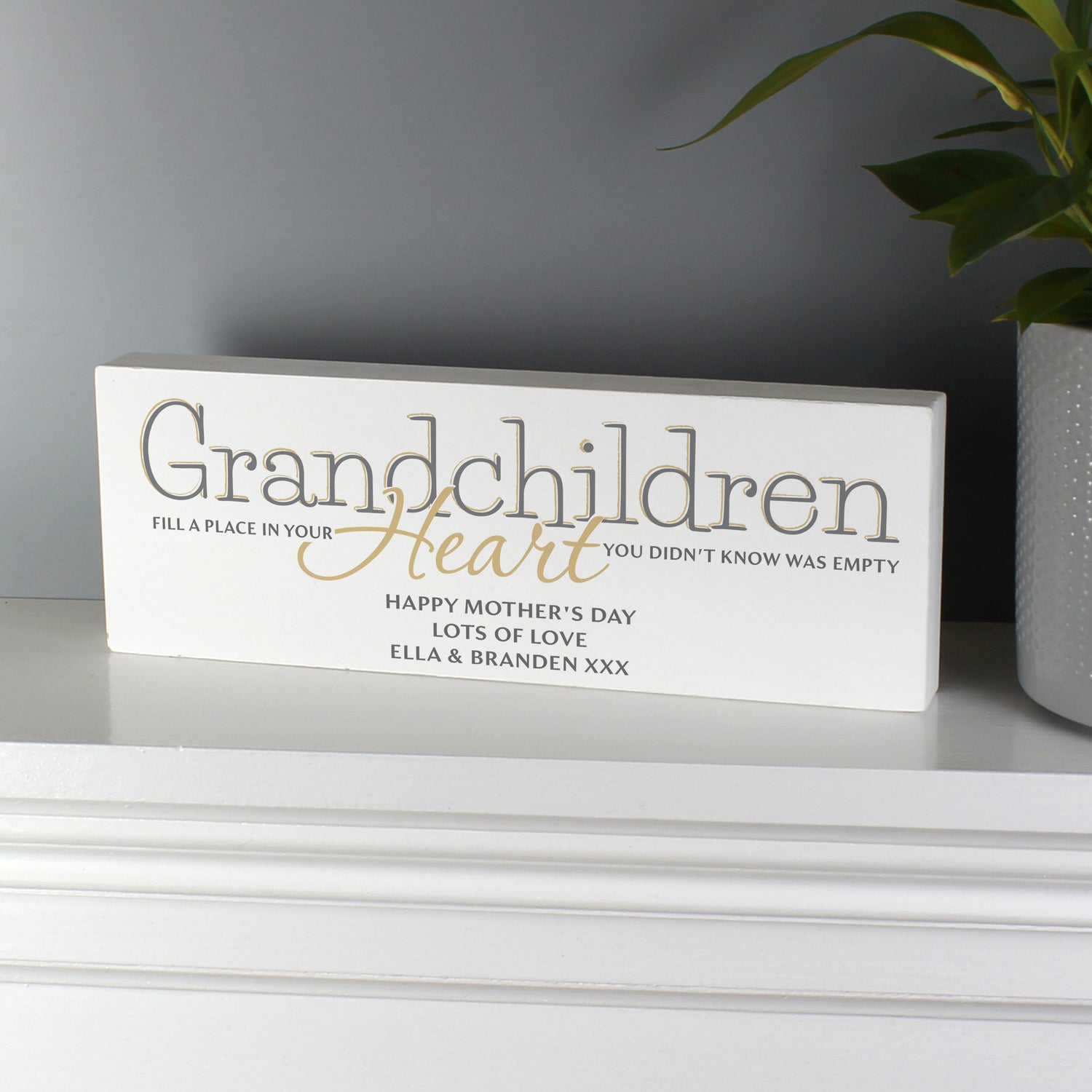 Personalised Grandchildren Wooden Mantel Decoration - gift & personalise