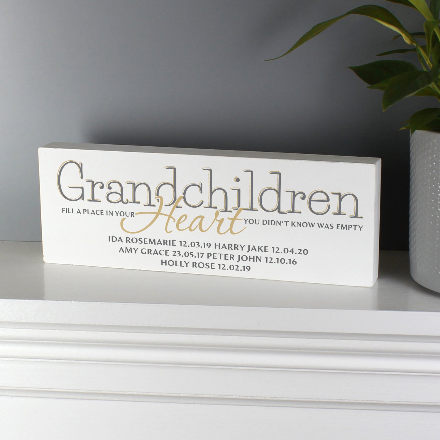 Personalised Grandchildren Wooden Mantel Decoration - gift & personalise