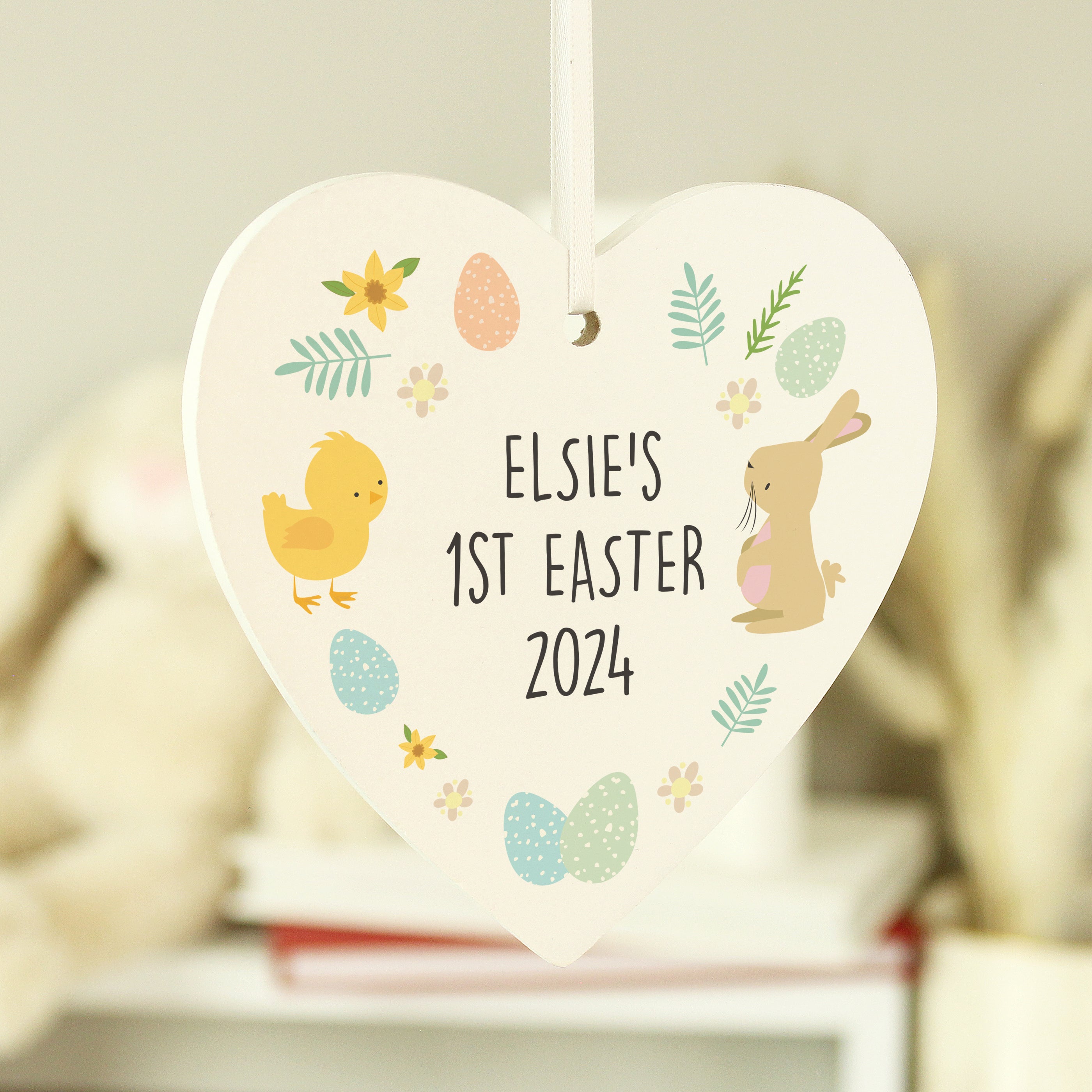 Personalised First Easter Heart Tree Decoration - gift & personalise