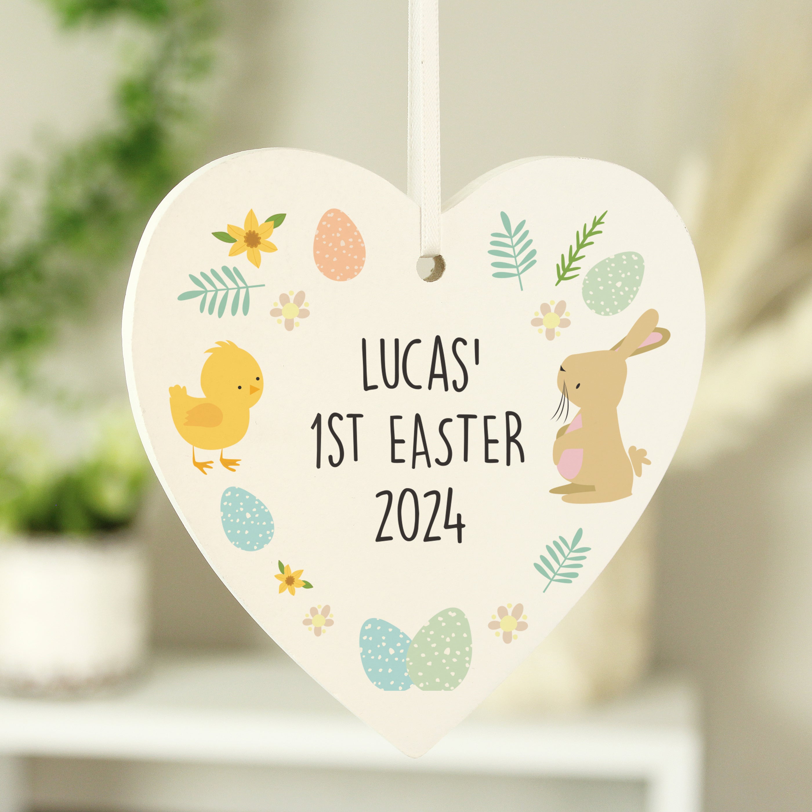 Personalised First Easter Heart Tree Decoration - gift & personalise