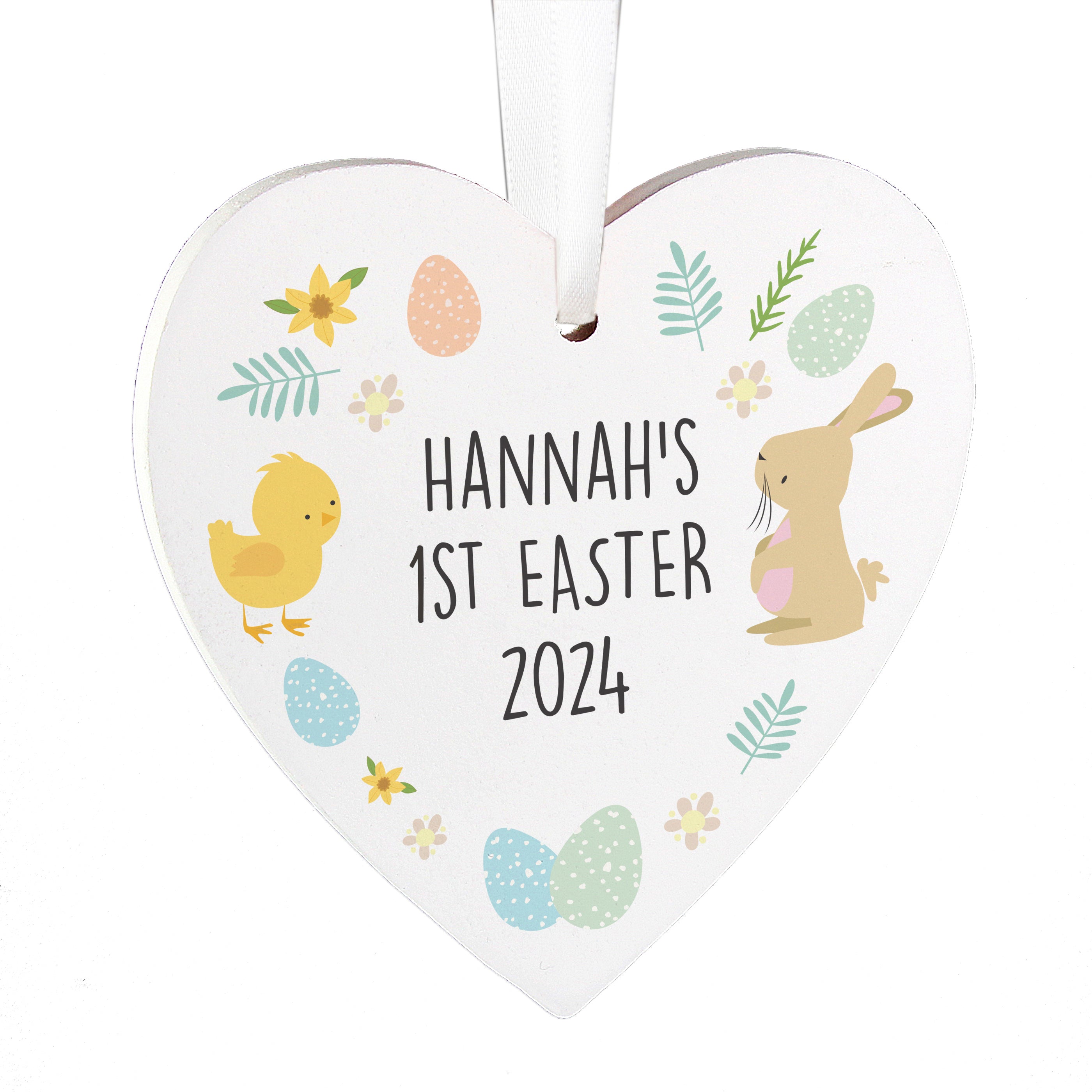 Personalised First Easter Heart Tree Decoration - gift & personalise