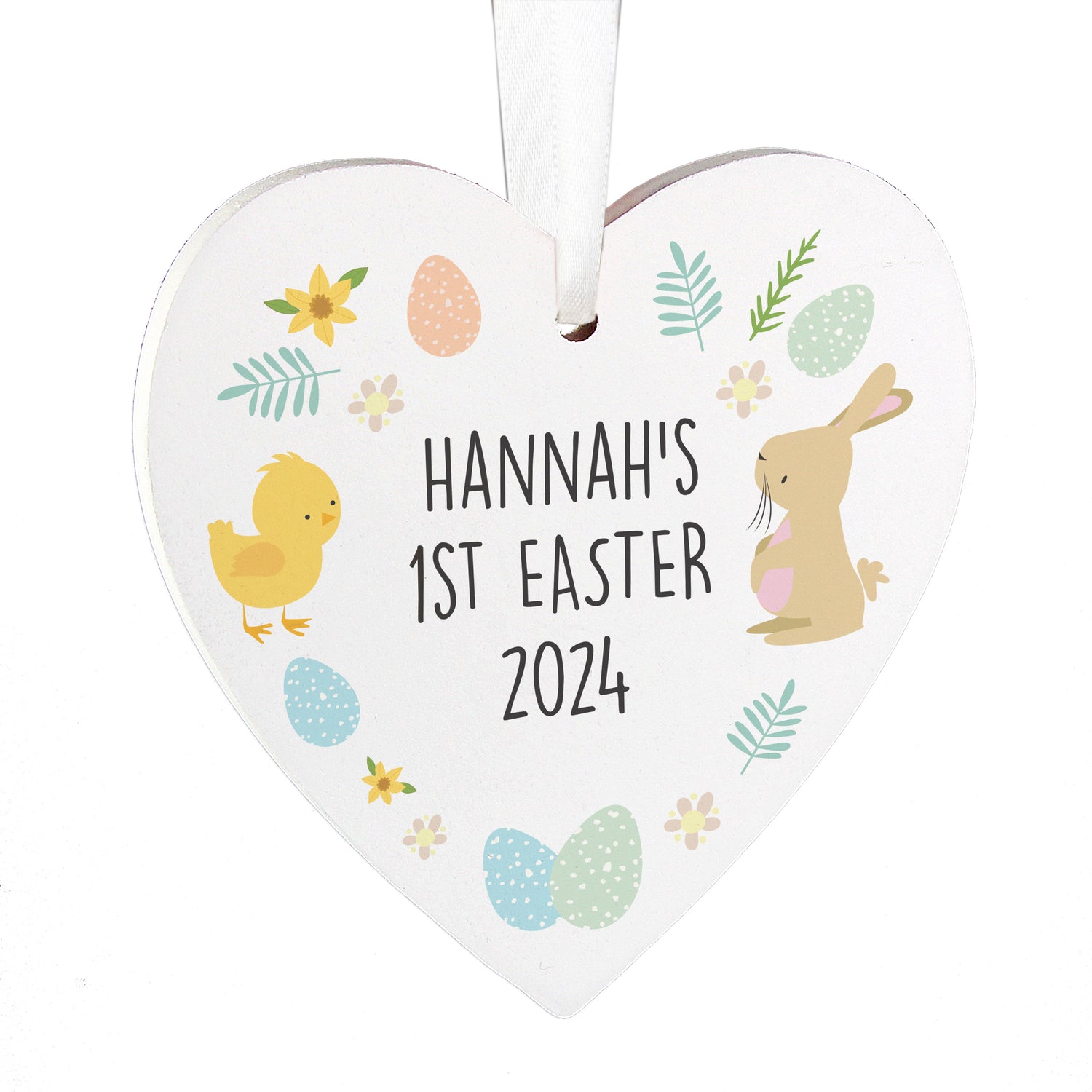 Personalised First Easter Heart Tree Decoration - gift & personalise