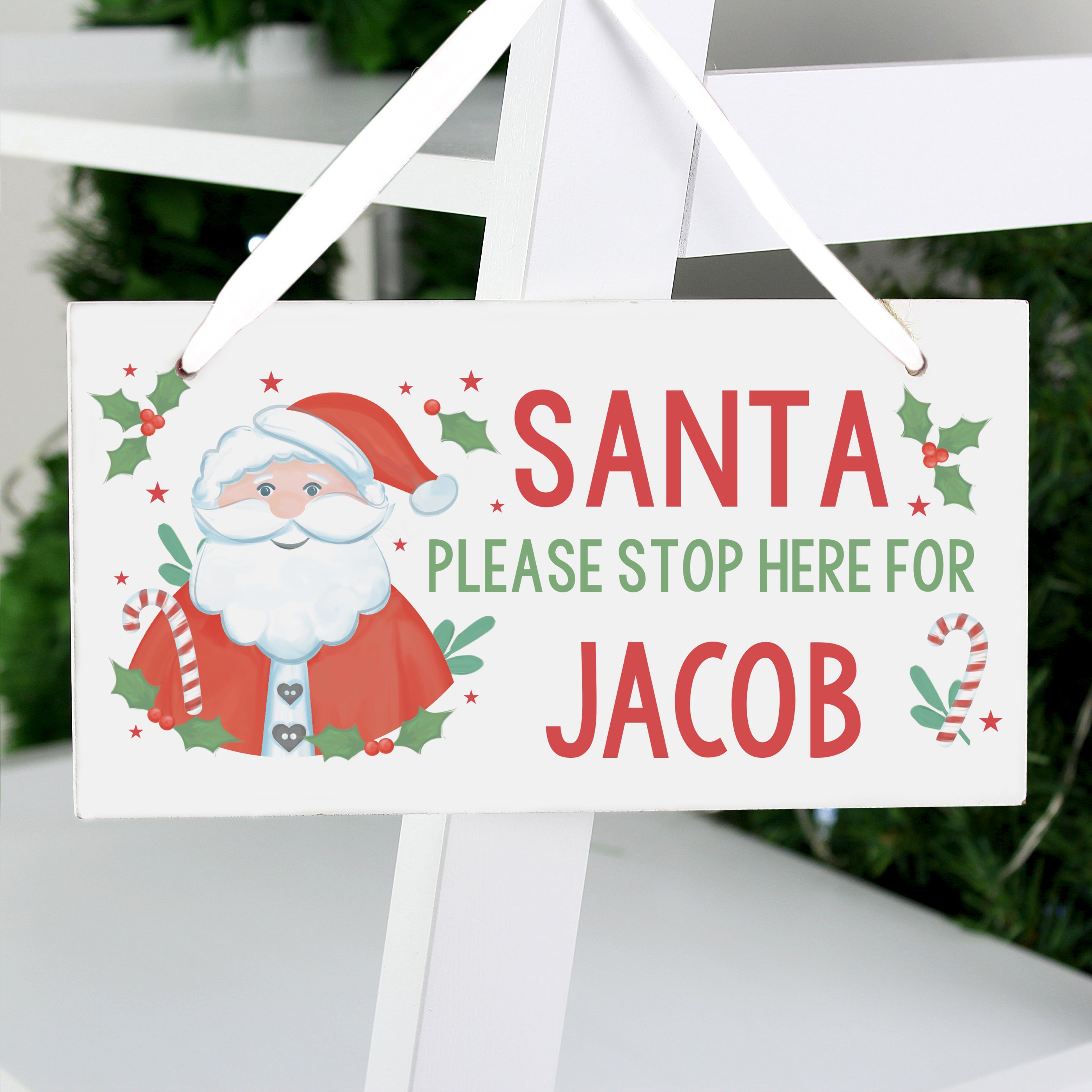 Personalised Santa Stop Here Wooden Sign - gift & personalise