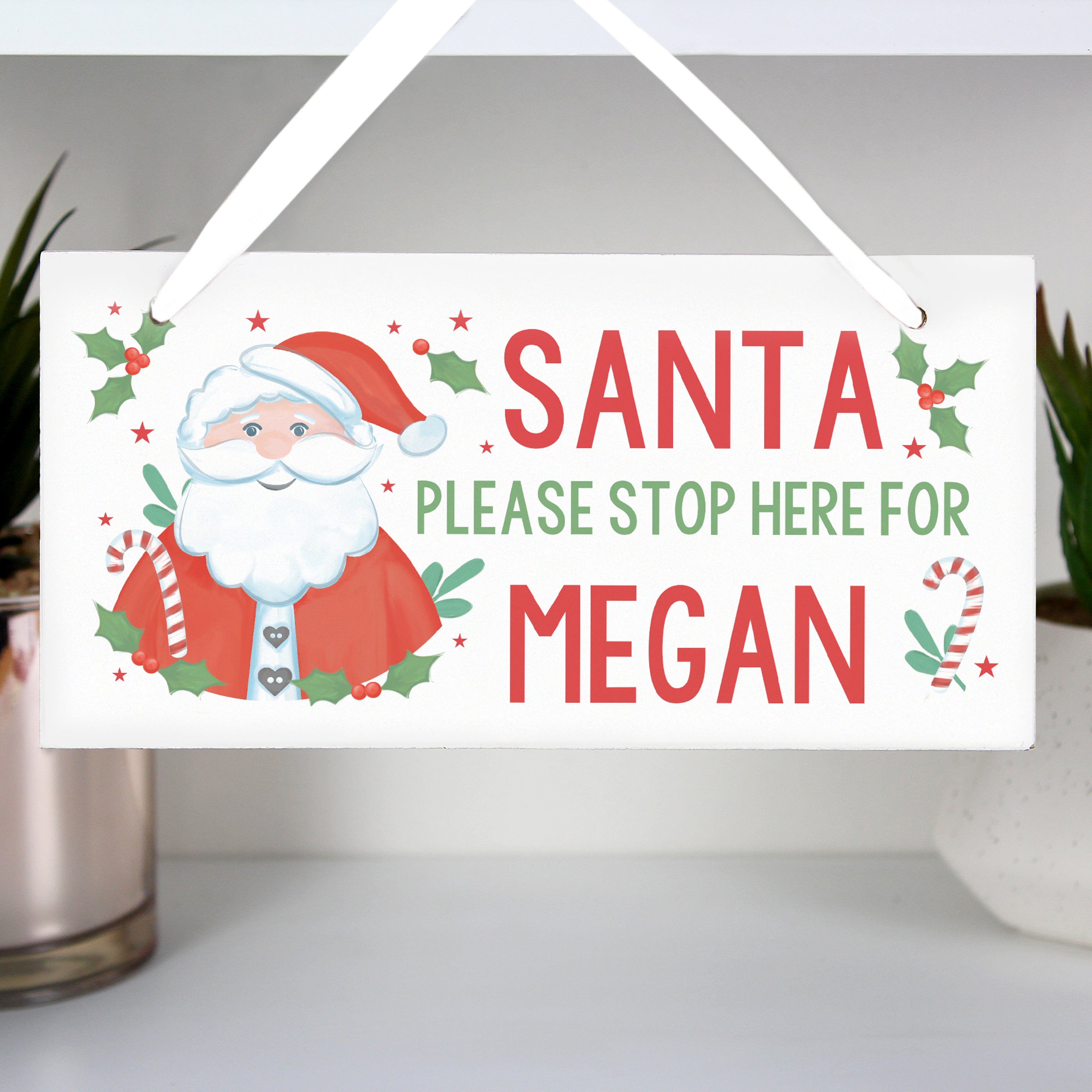 Personalised Santa Stop Here Wooden Sign - gift & personalise