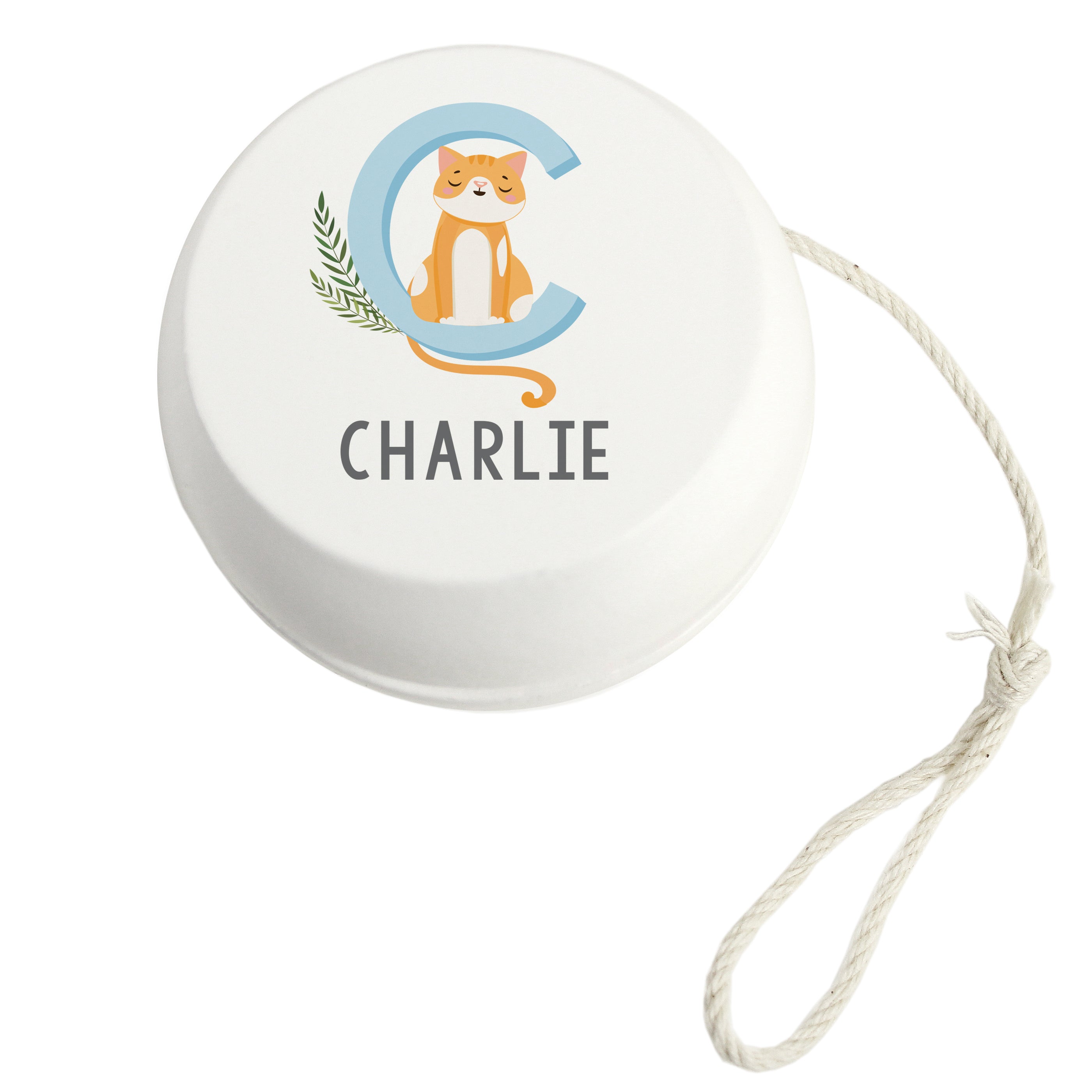 Personalised Animal Alphabet White Wooden Yoyo - gift & personalise