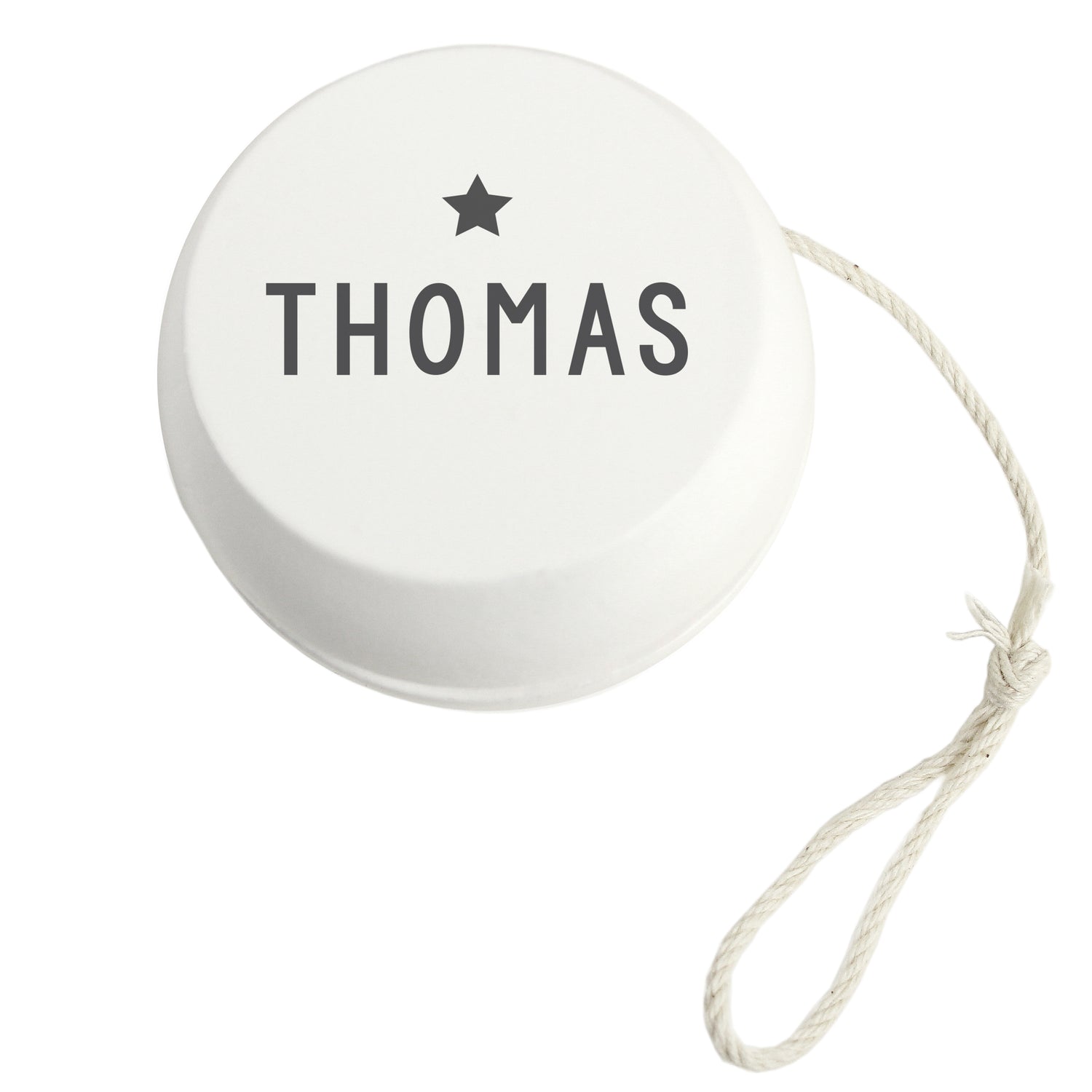 Personalised Grey Star White Wooden Yoyo - gift & personalise