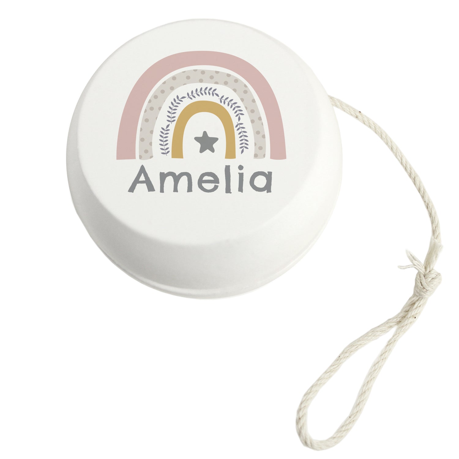 Personalised Rainbow White Wooden Yoyo - gift & personalise