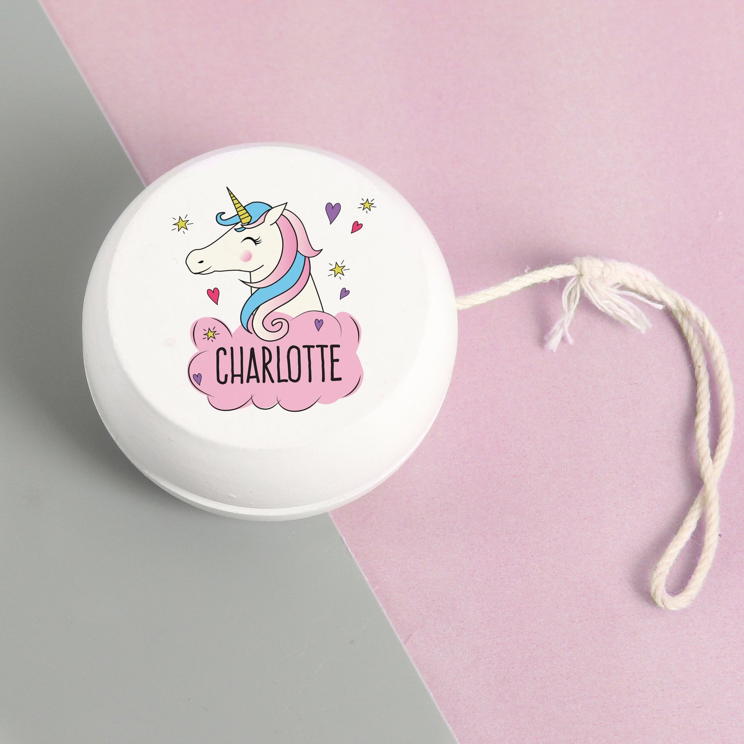 Personalised Unicorn White Wooden Yoyo - gift & personalise