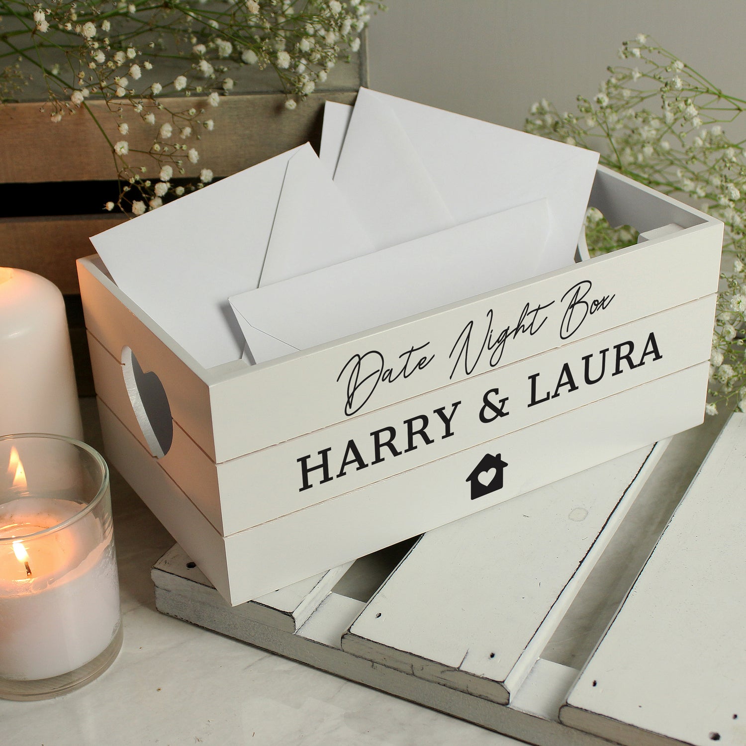 Personalised Home White Wooden Crate - gift & personalise