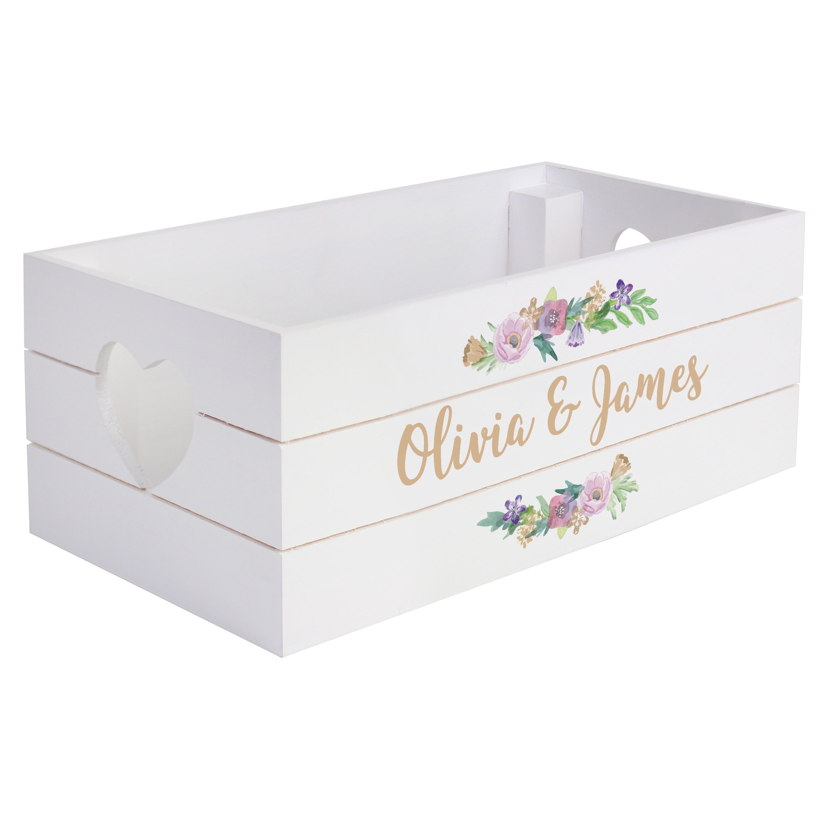 Personalised Floral Couples White Wooden Crate - gift & personalise