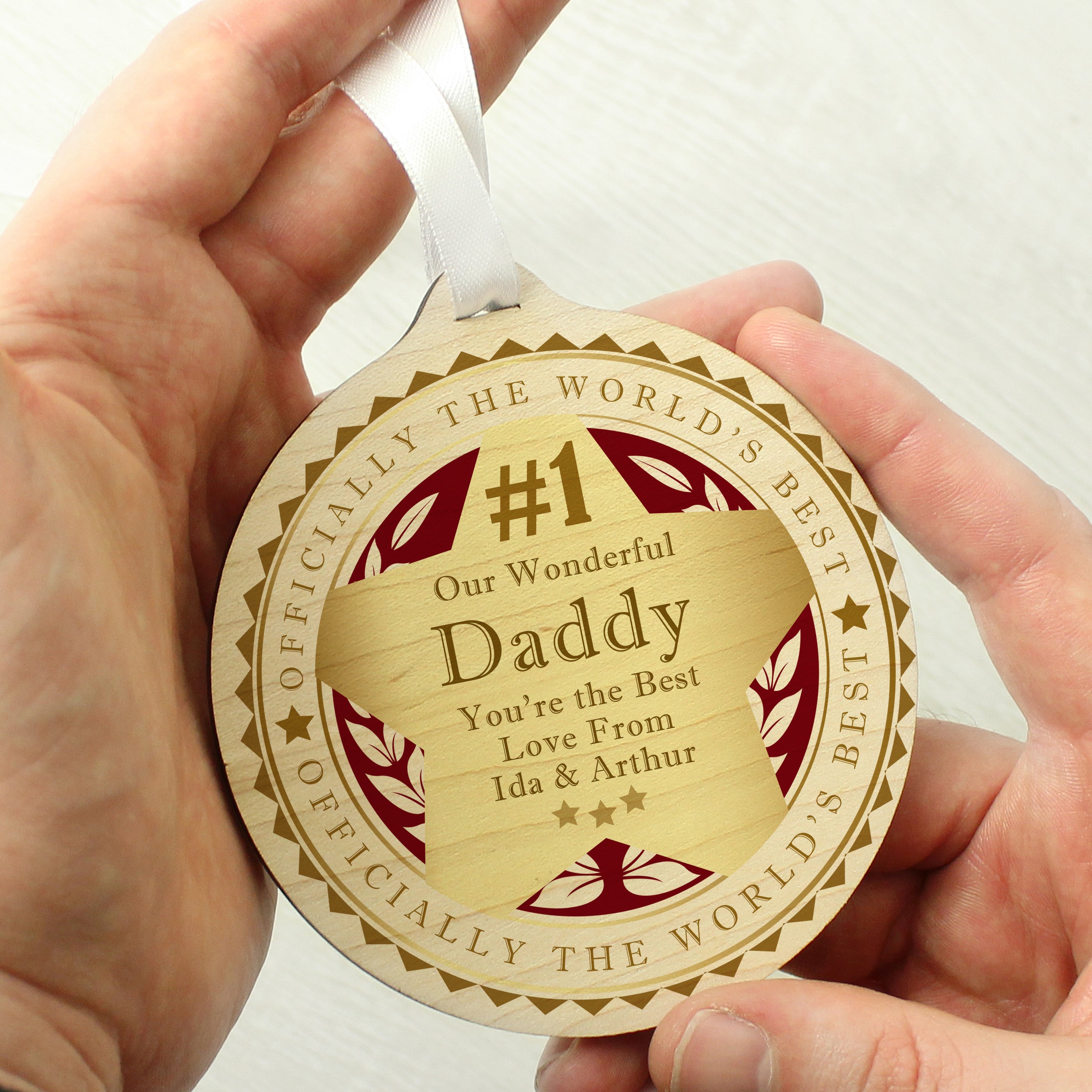 Personalised Number 1 Round Wooden Medal - gift & personalise