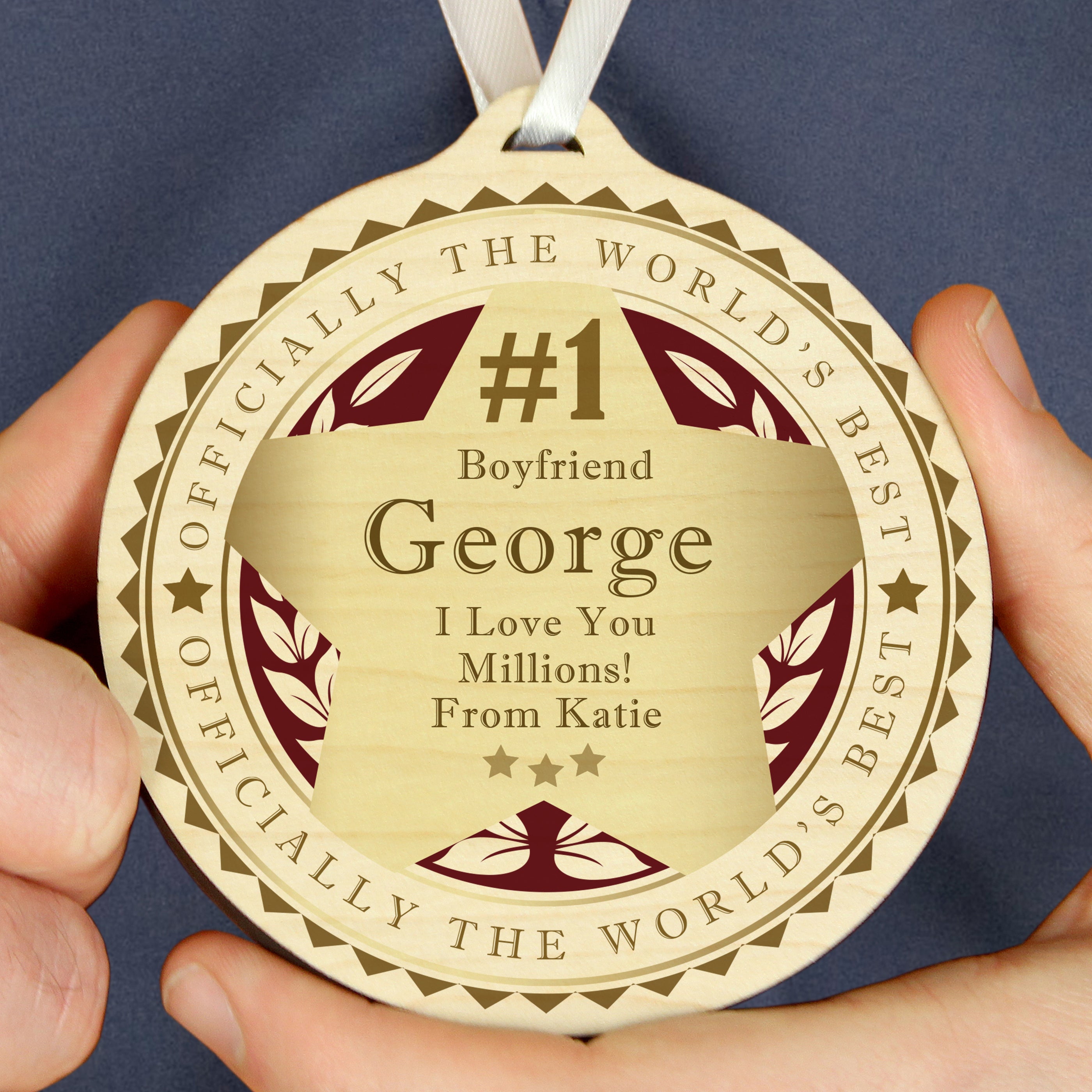 Personalised Number 1 Round Wooden Medal - gift & personalise