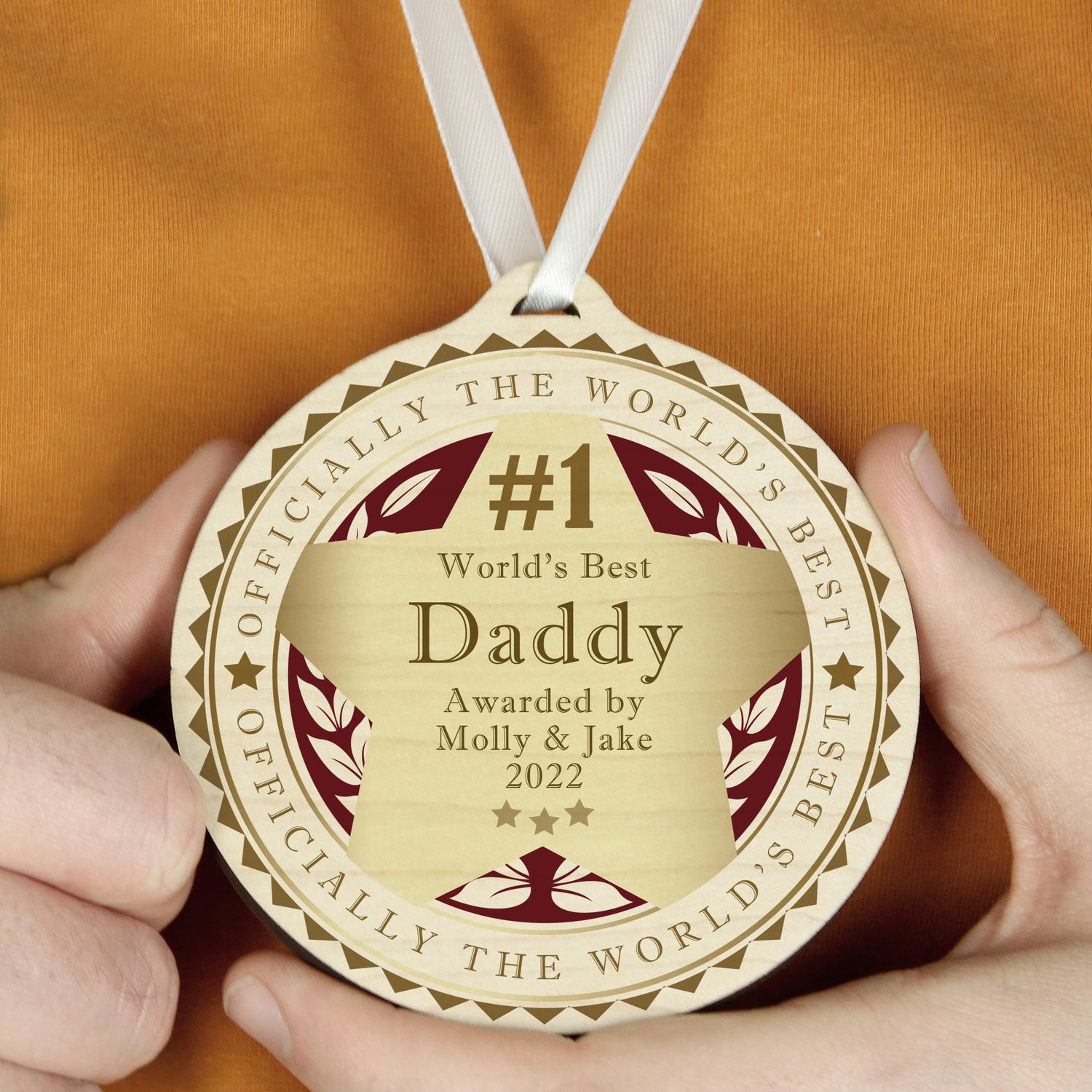 Personalised Number 1 Round Wooden Medal - gift & personalise