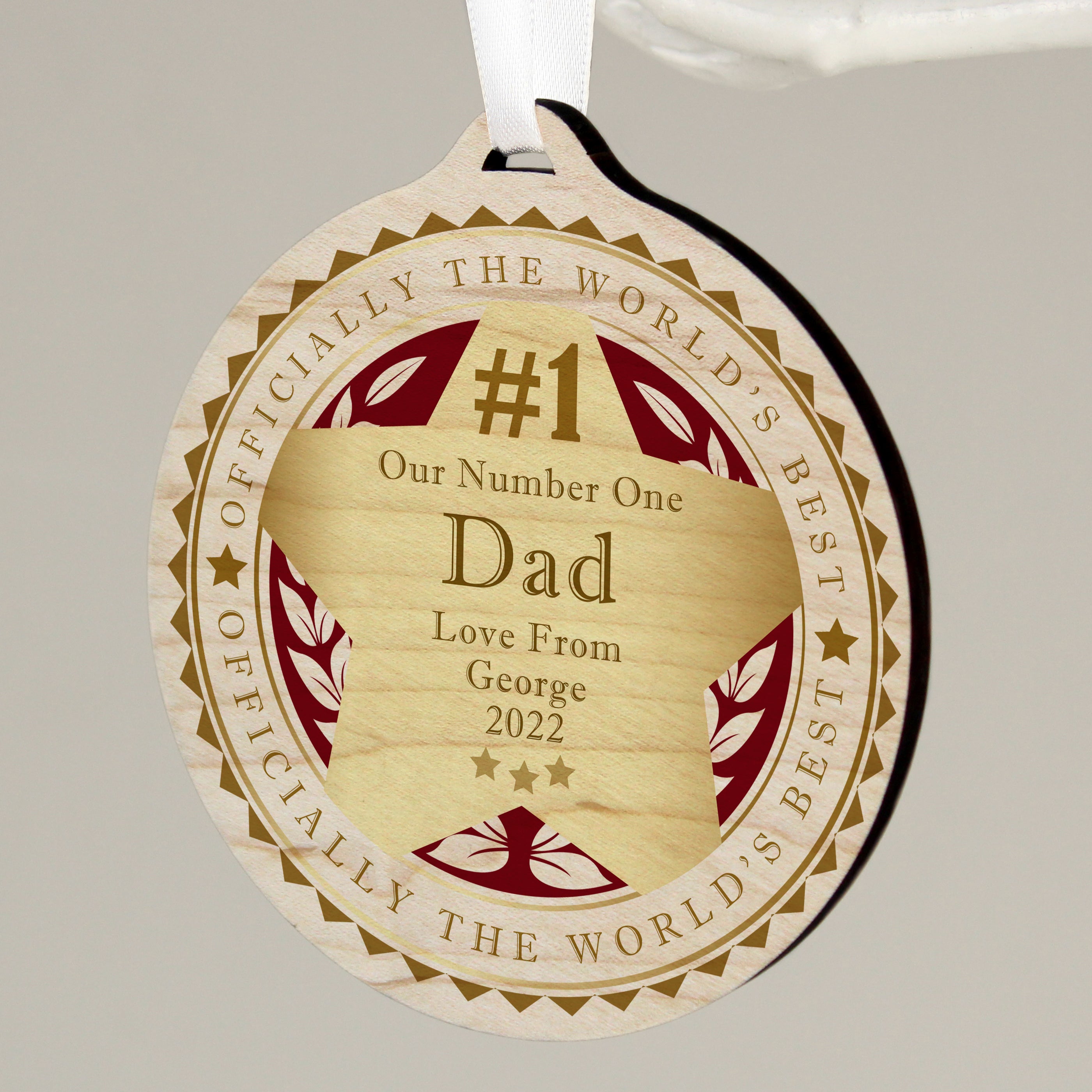 Personalised Number 1 Round Wooden Medal - gift & personalise