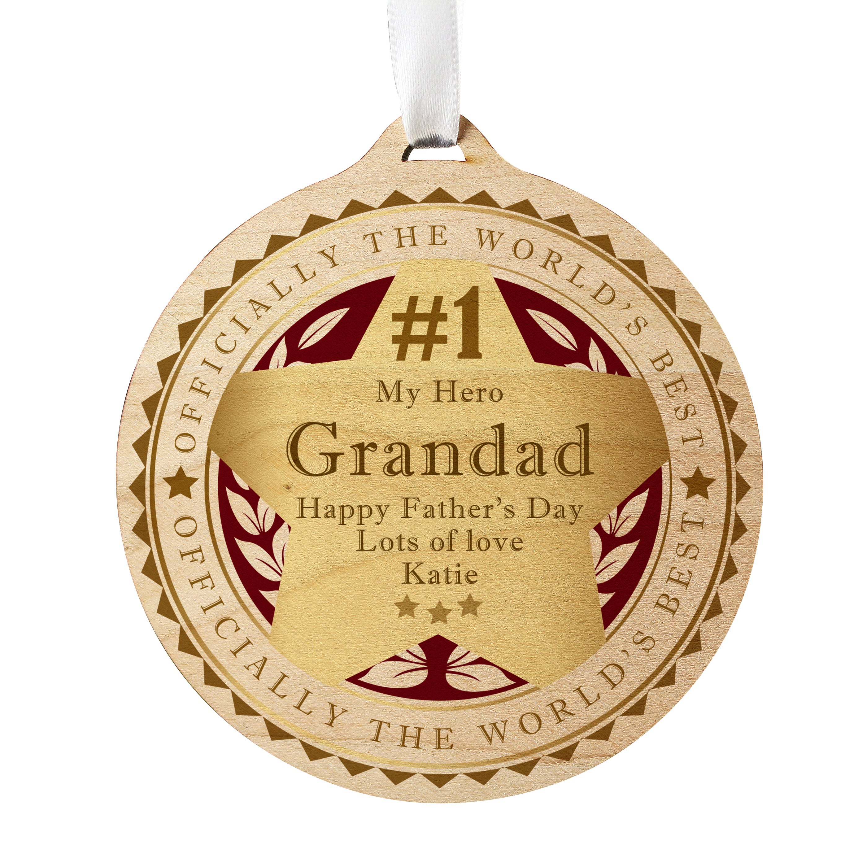 Personalised Number 1 Round Wooden Medal - gift & personalise