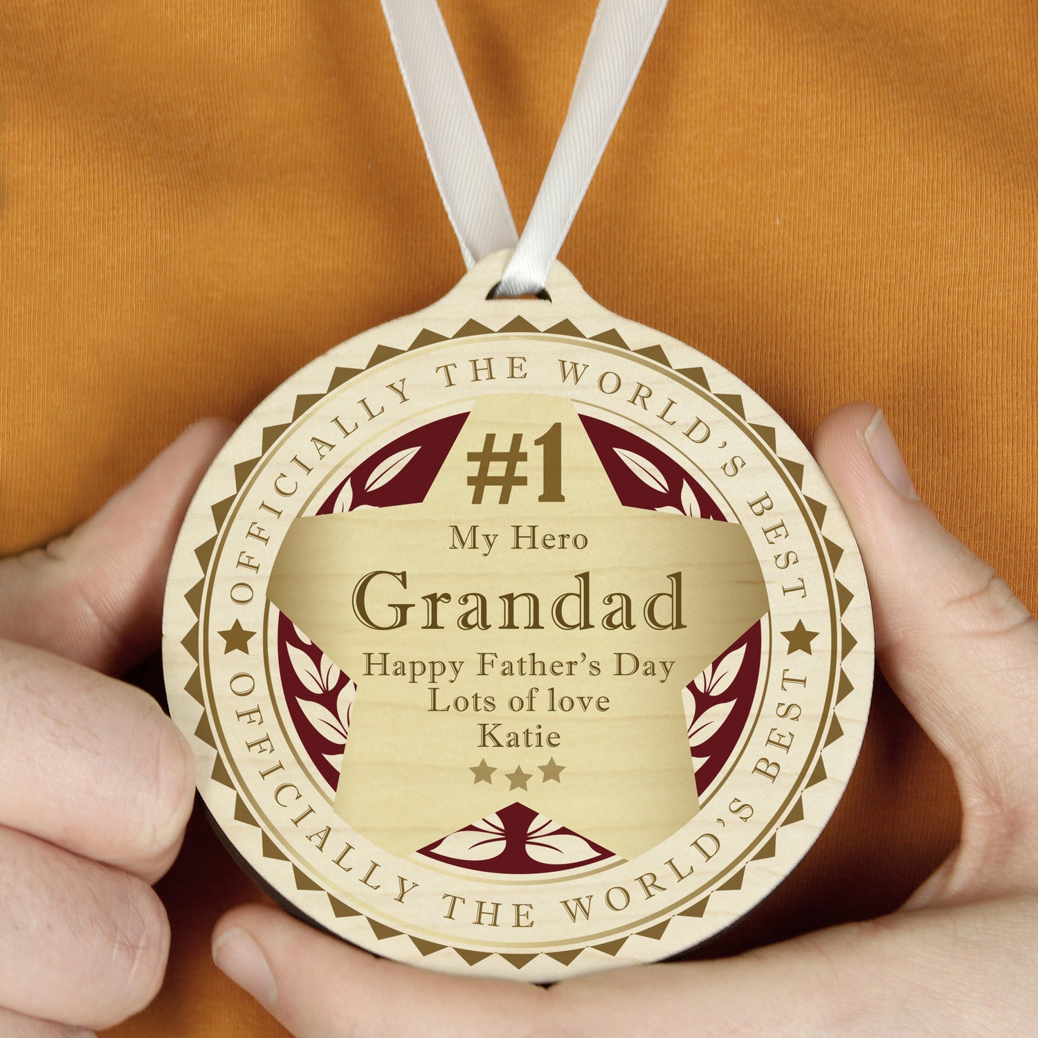 Personalised Number 1 Round Wooden Medal - gift & personalise