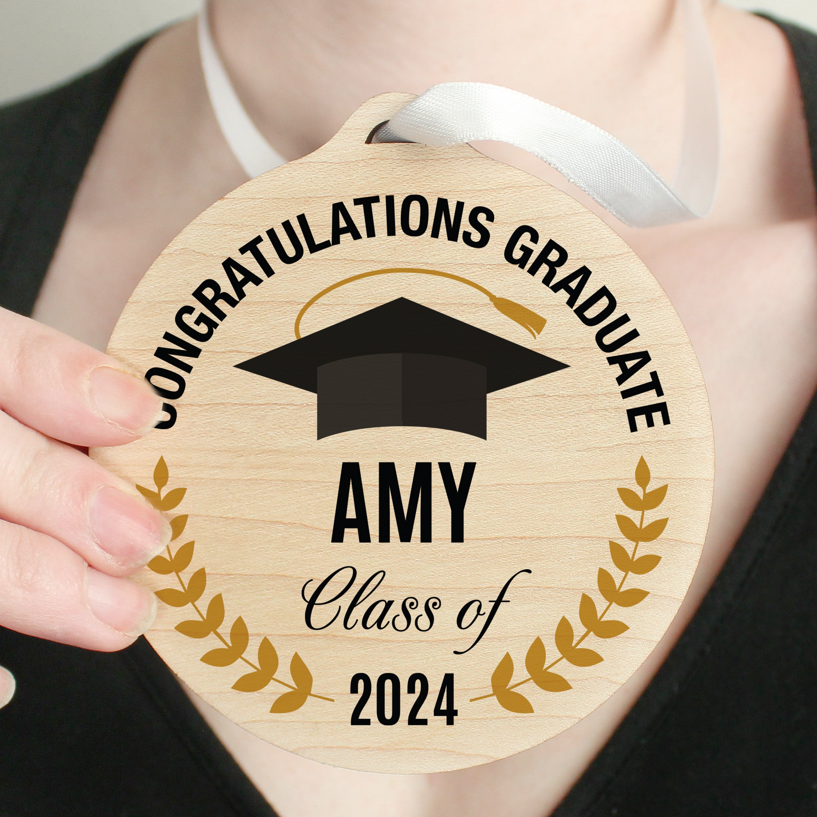 Personalised Graduation Round Wooden Decoration - gift & personalise