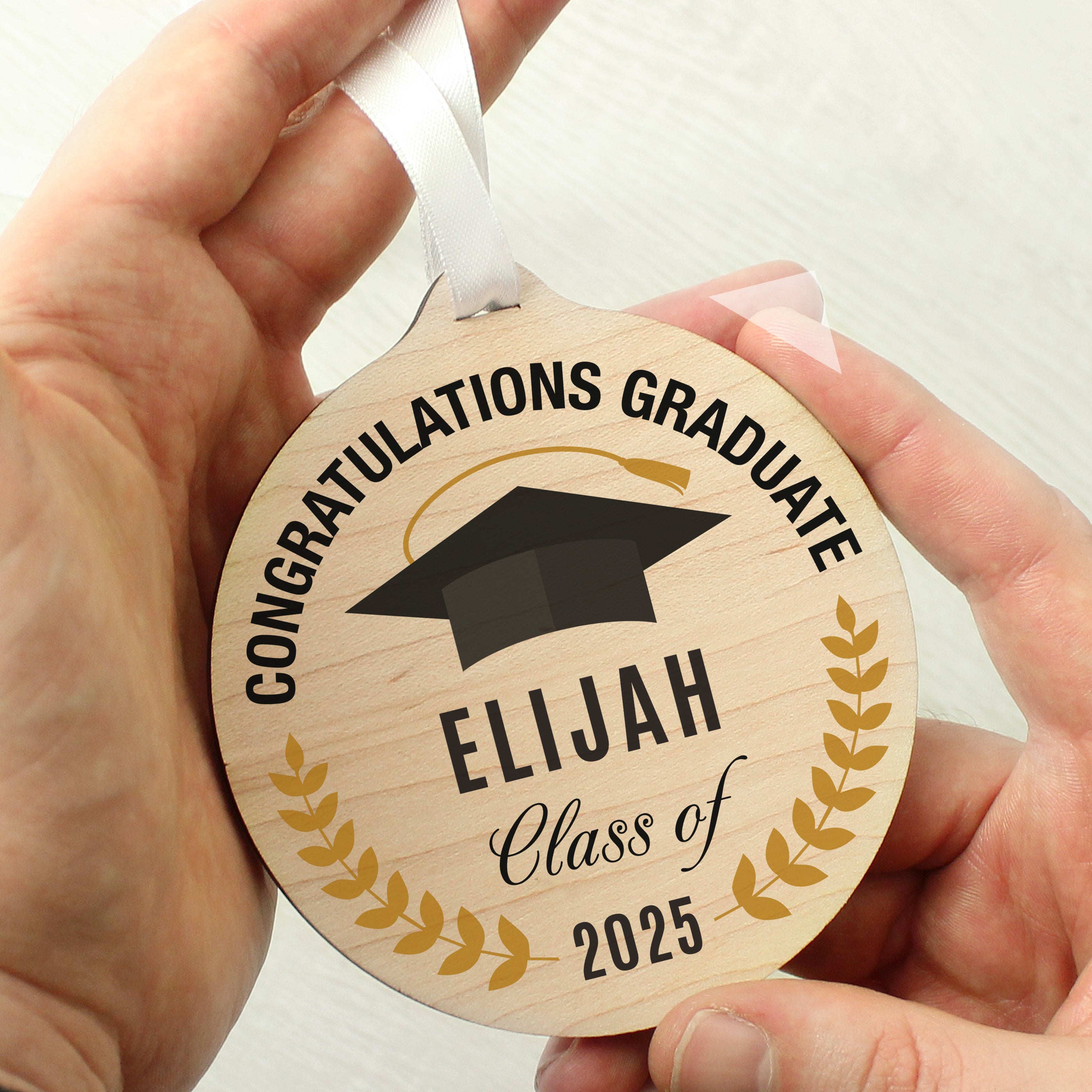 Personalised Graduation Round Wooden Decoration - gift & personalise