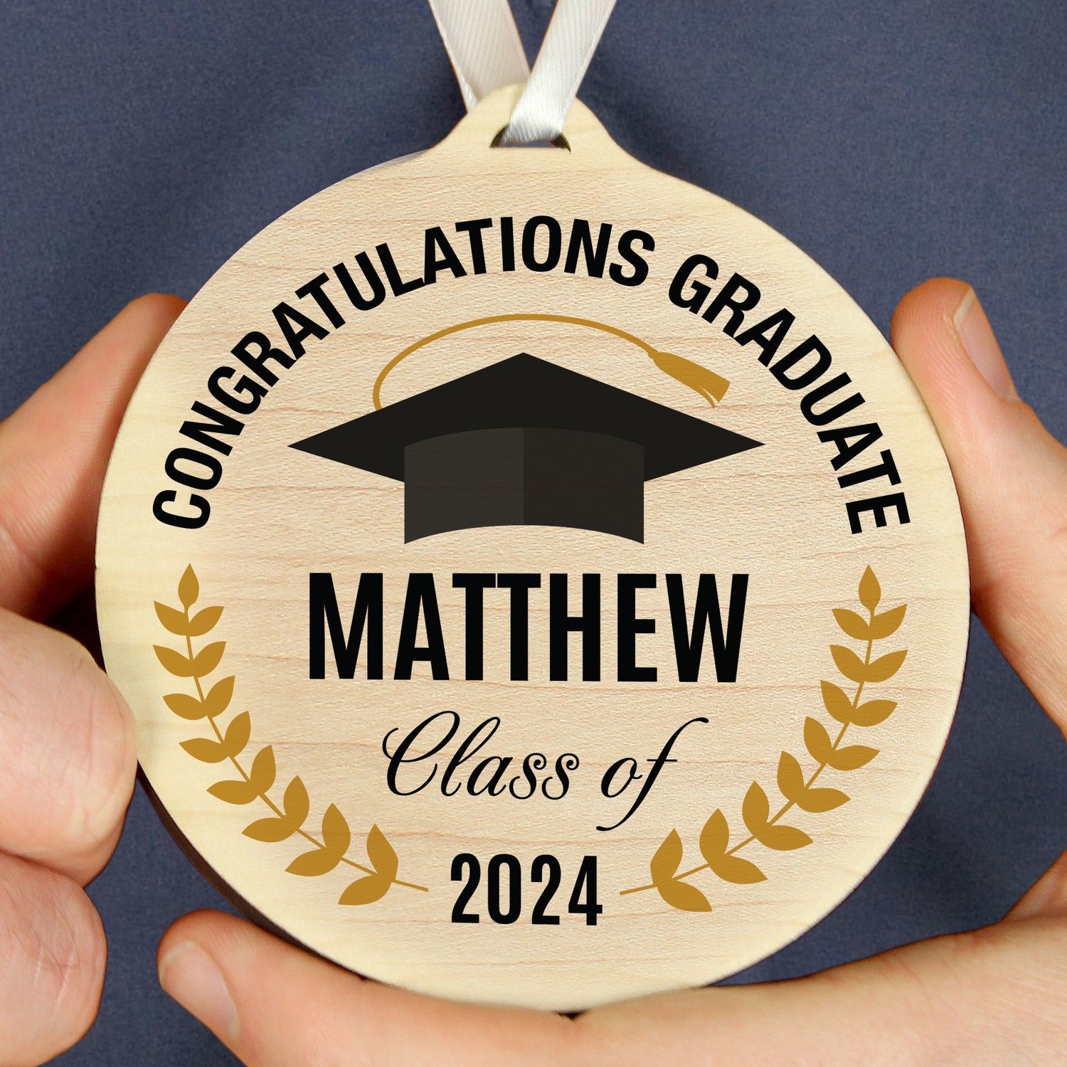 Personalised Graduation Round Wooden Decoration - gift & personalise