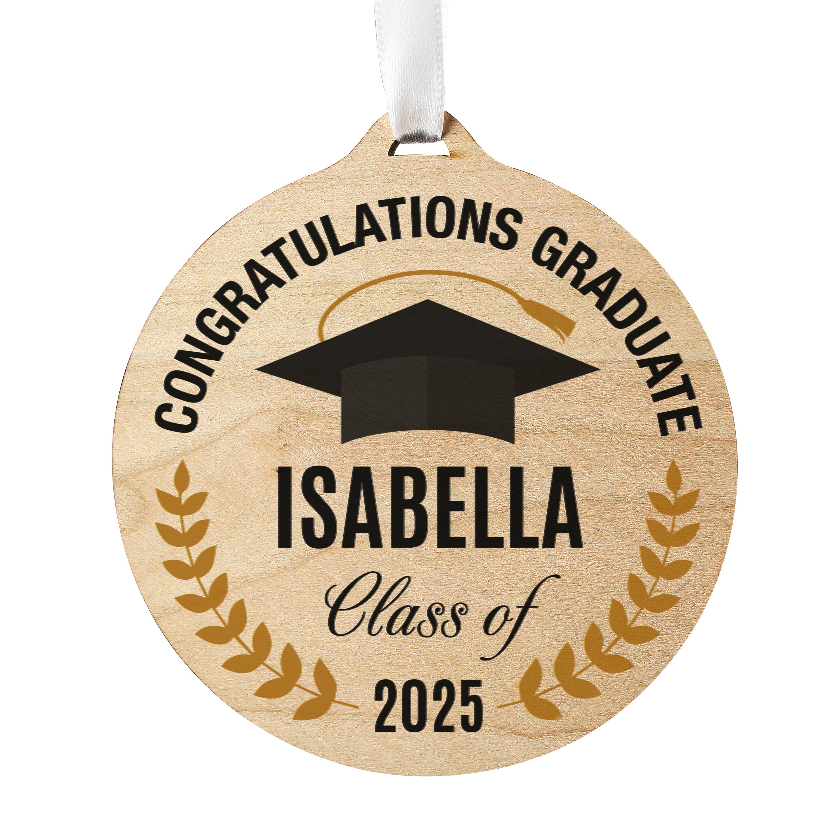 Personalised Graduation Round Wooden Decoration - gift & personalise