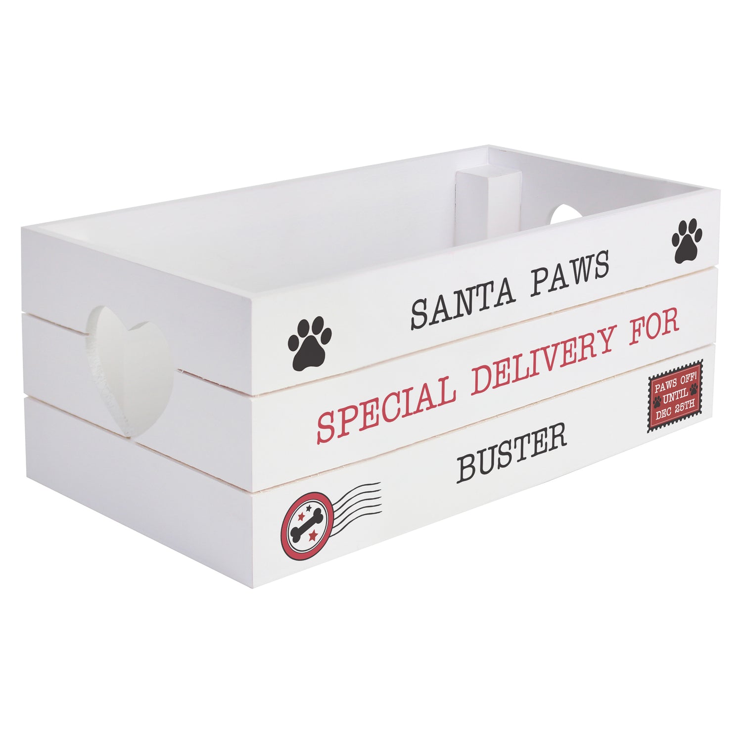 Personalised Santa Paws White Wooden Crate - gift & personalise