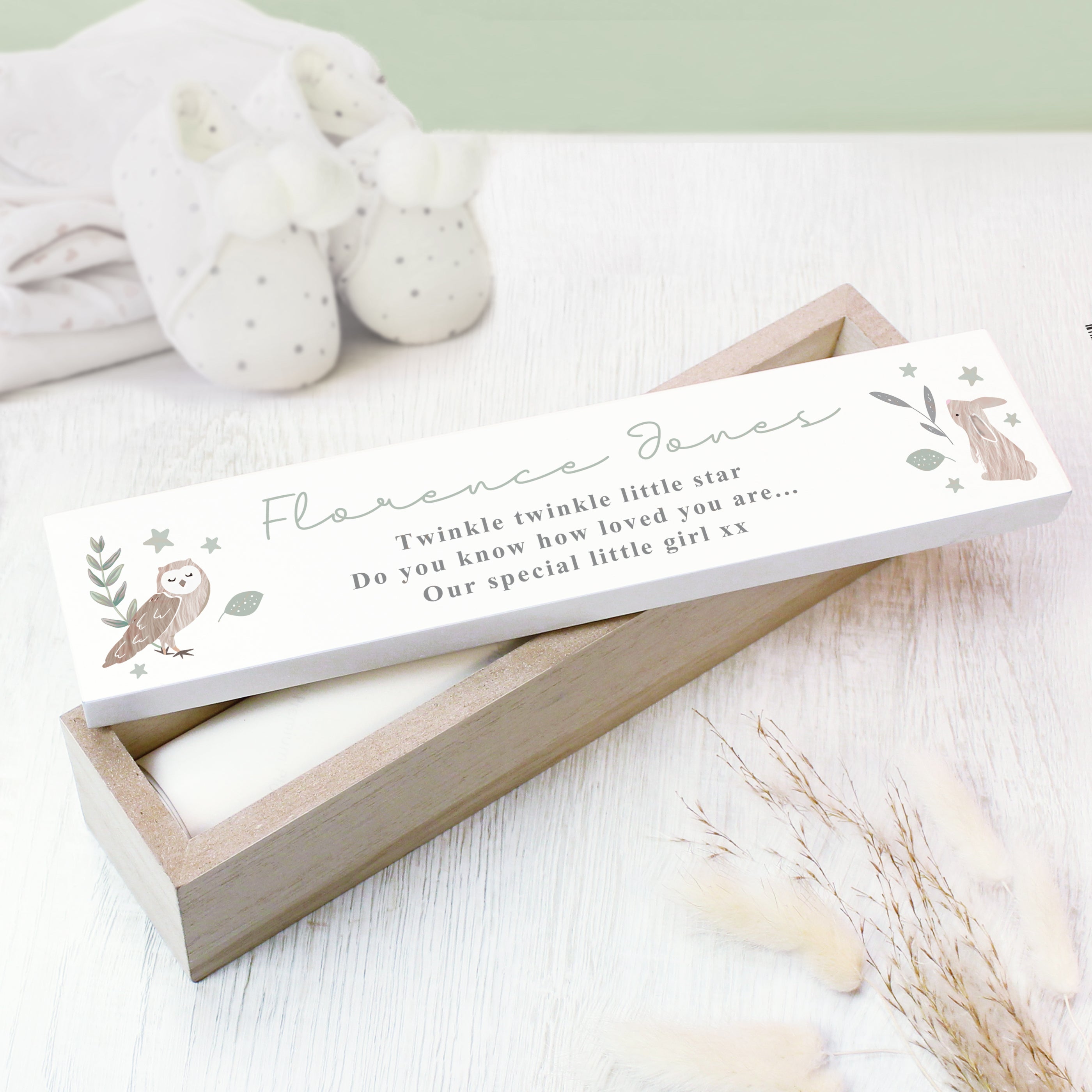 Personalised Woodland Animals Wooden Birth Certificate Holder - gift & personalise