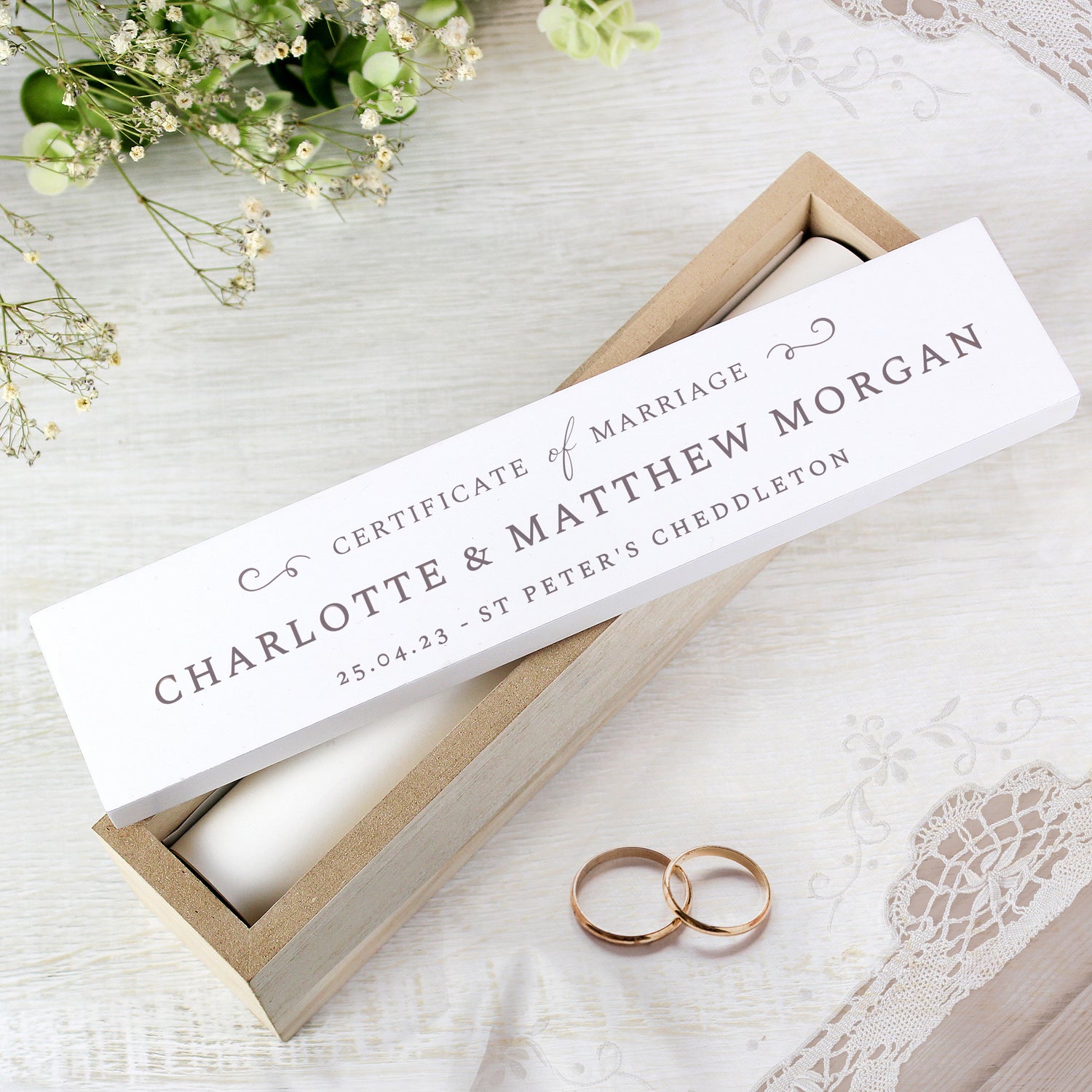 Personalised Wedding Wooden Certificate Holder - gift & personalise