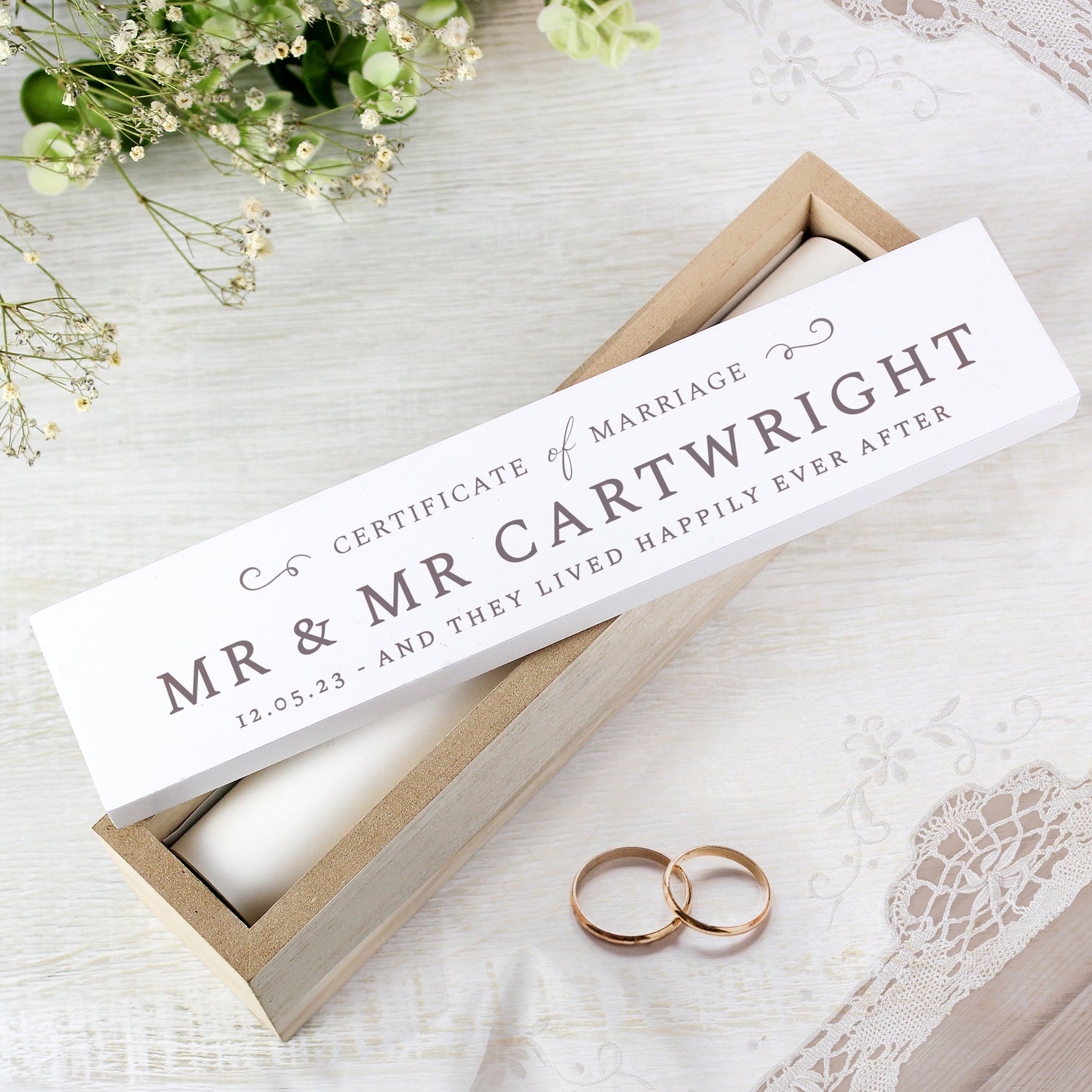 Personalised Wedding Wooden Certificate Holder - gift & personalise