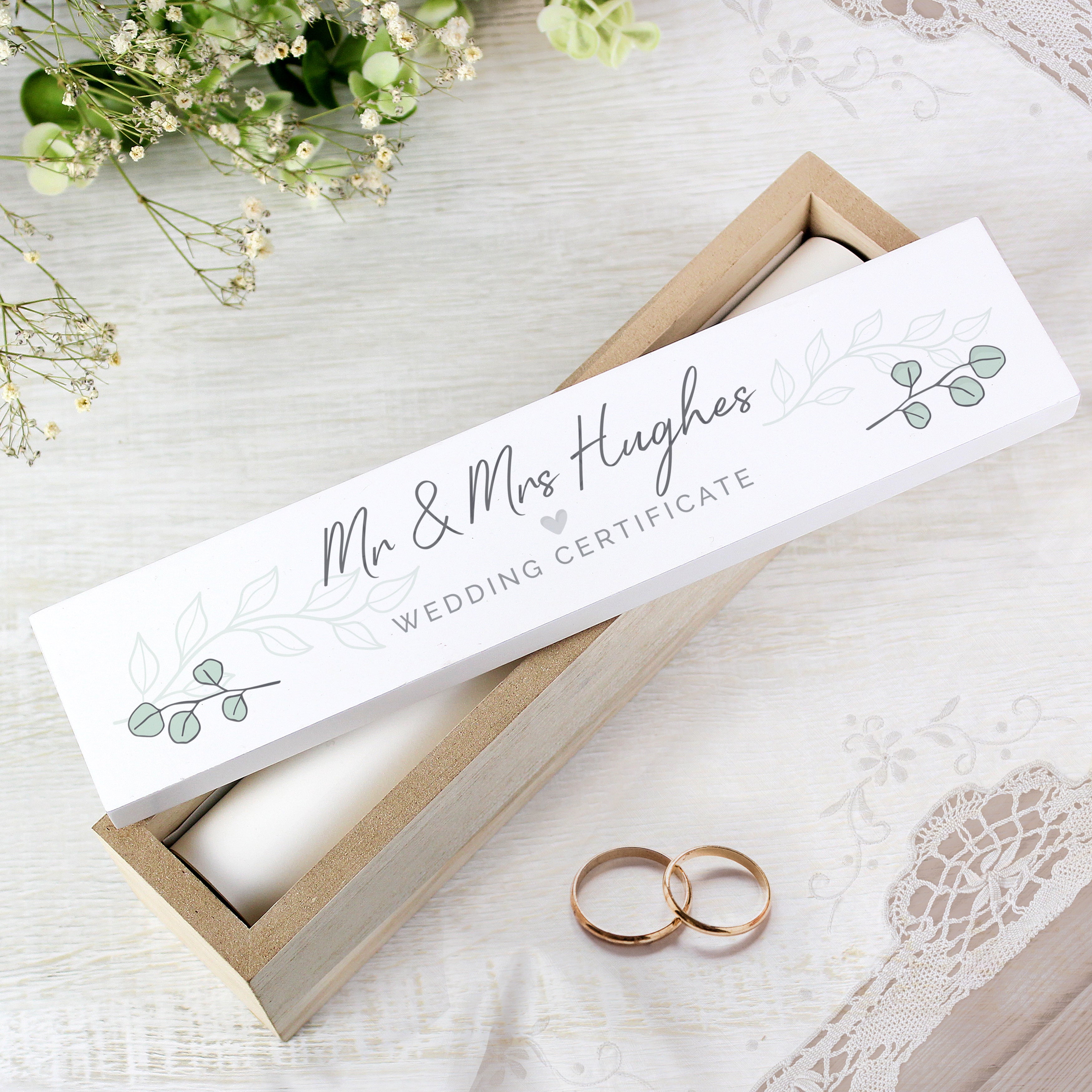 Personalised Botanical Leaves Wooden Certificate Holder - gift & personalise