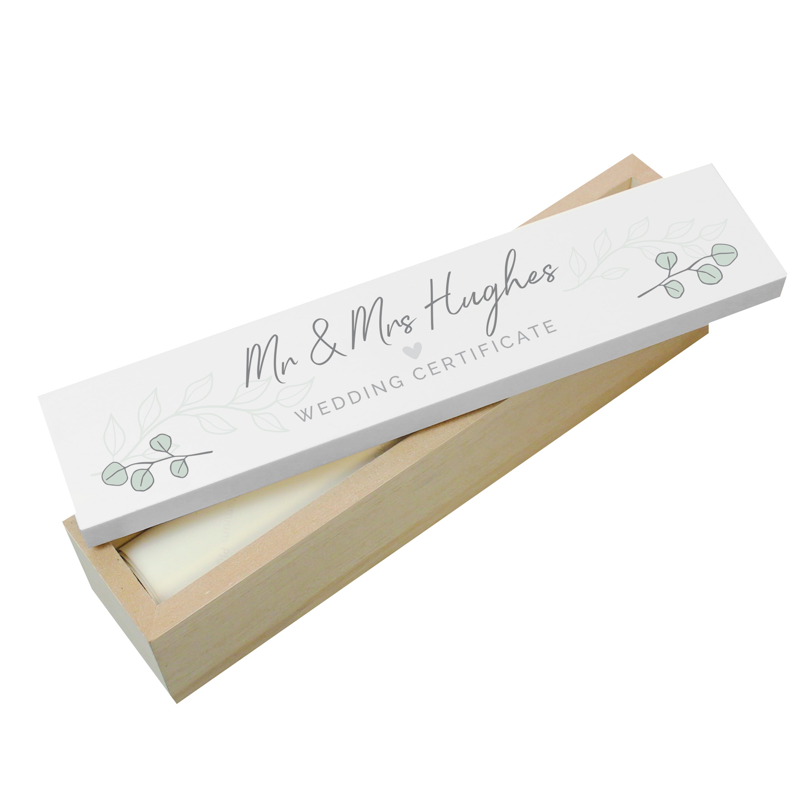 Personalised Botanical Leaves Wooden Certificate Holder - gift & personalise