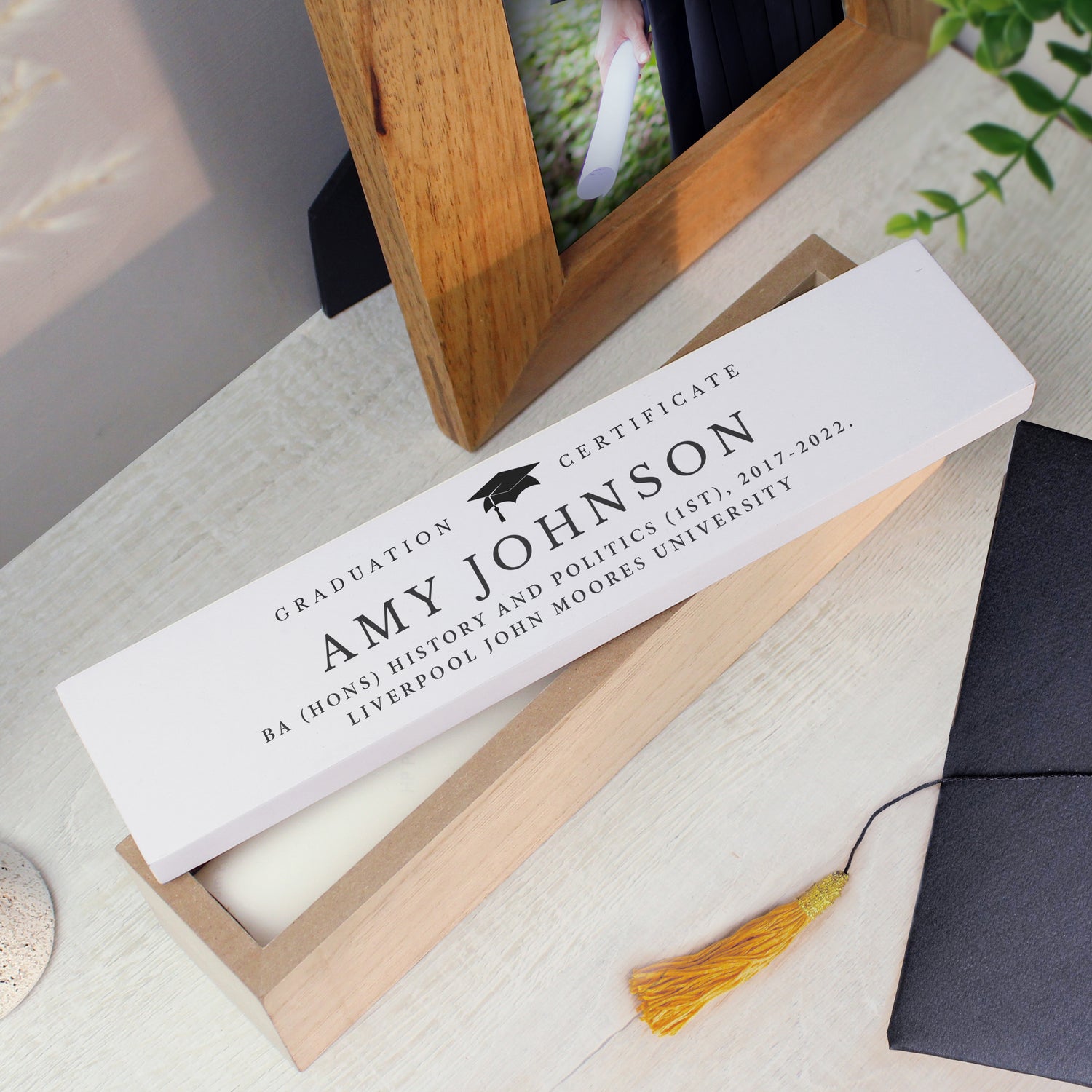 Personalised Graduation Wooden Certificate Holder - gift & personalise