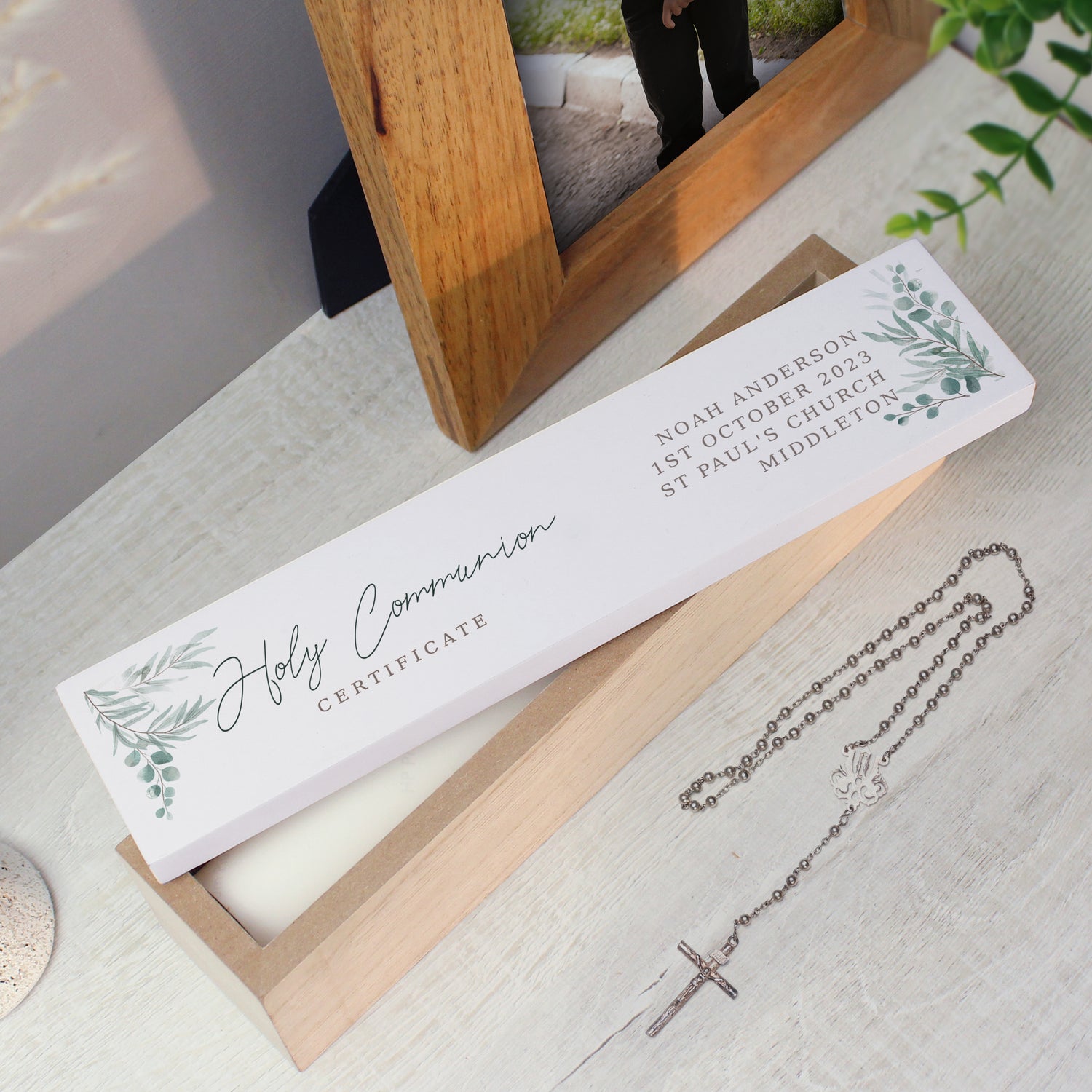 Personalised Botanical Wooden Certificate Holder - gift & personalise