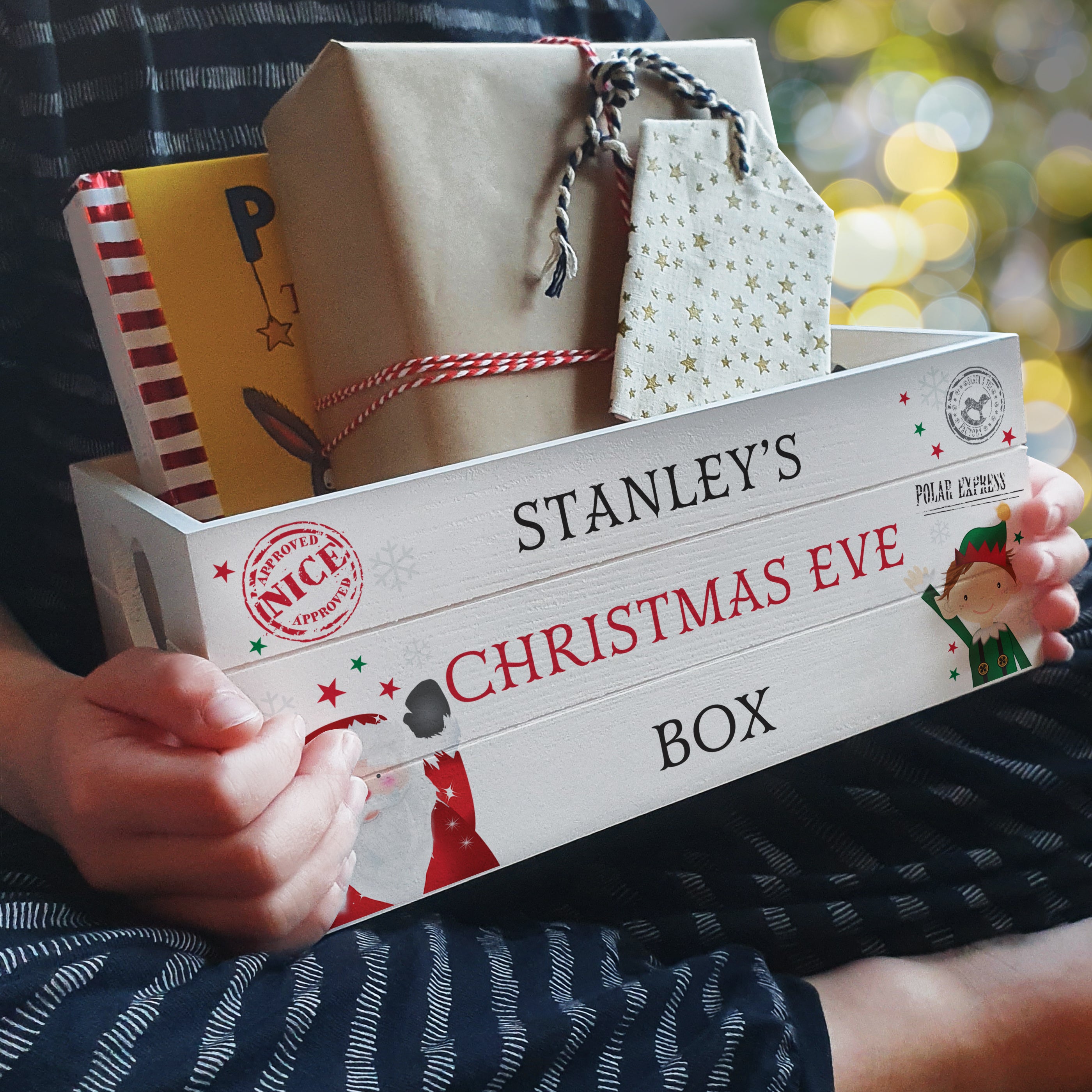 Personalised Christmas White Wooden Crate - gift & personalise