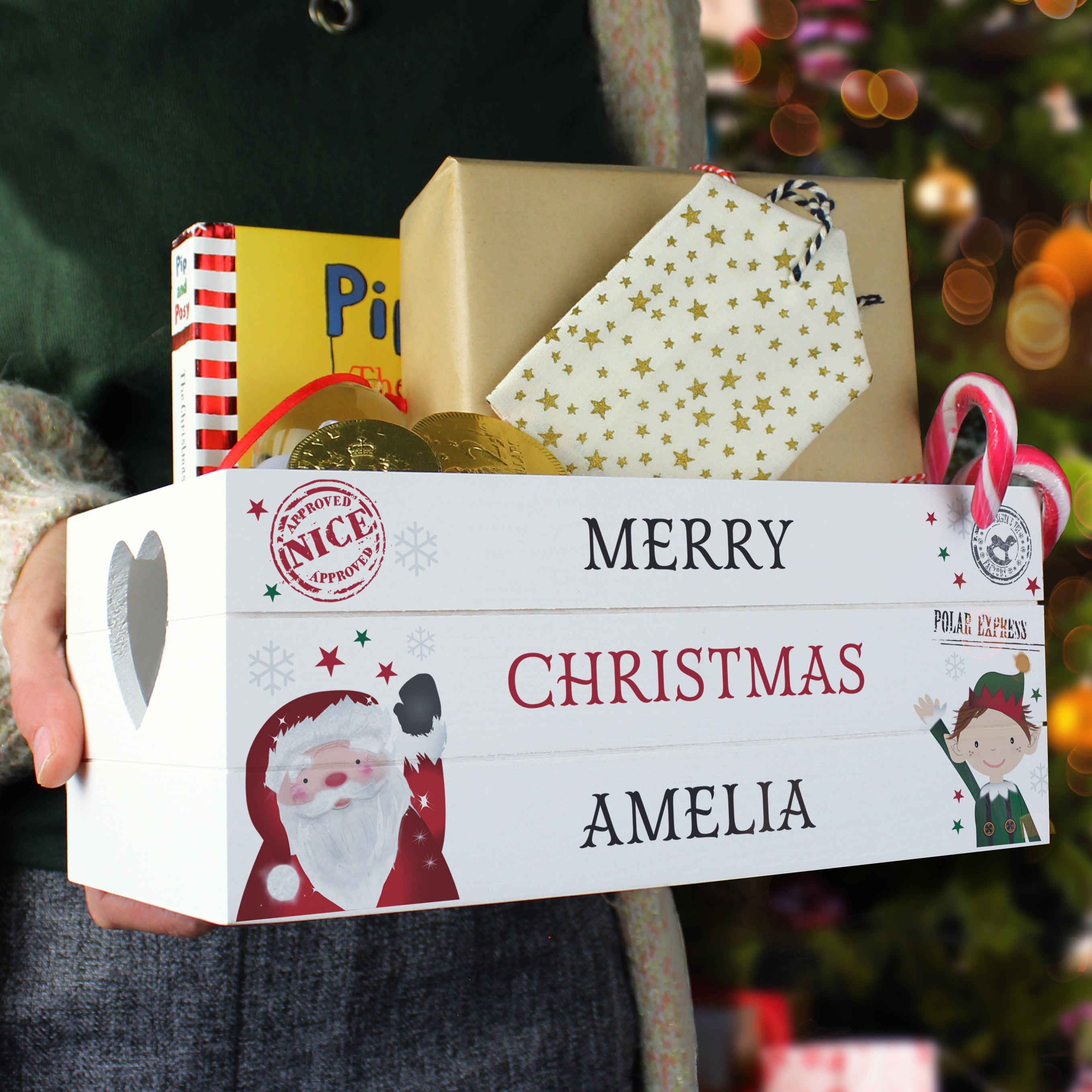 Personalised Christmas White Wooden Crate - gift & personalise