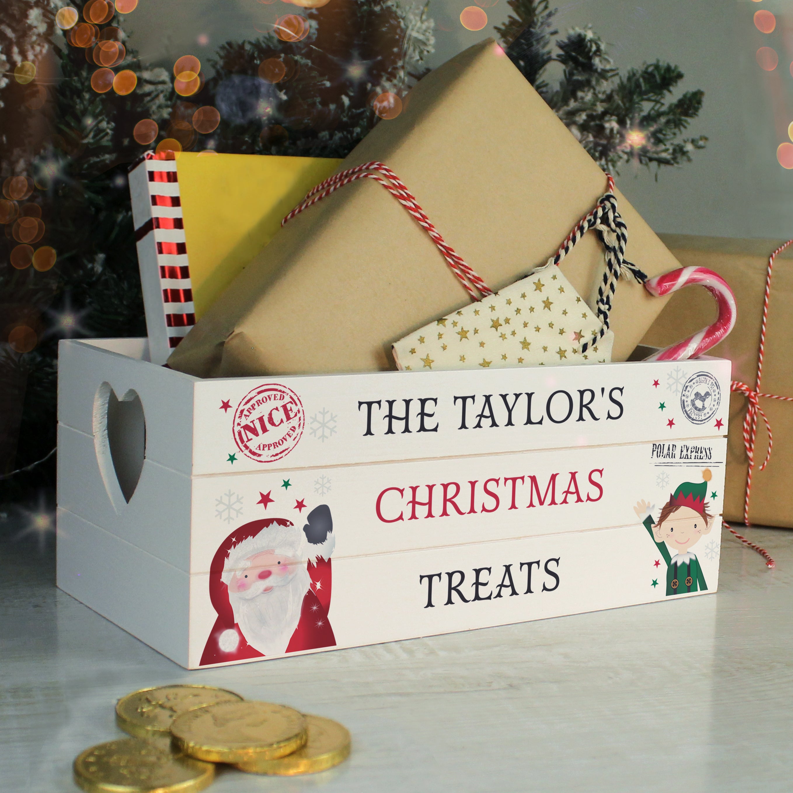 Personalised Christmas White Wooden Crate - gift & personalise