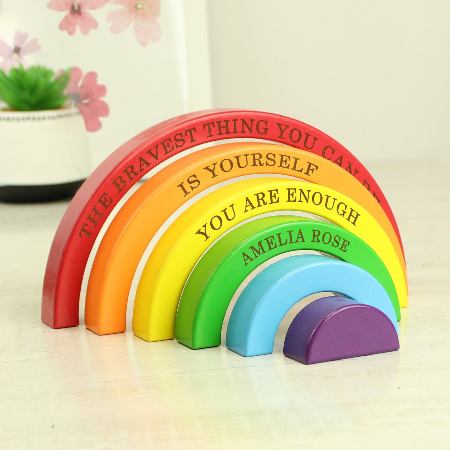 Personalised Wooden Rainbow Stacker - gift & personalise