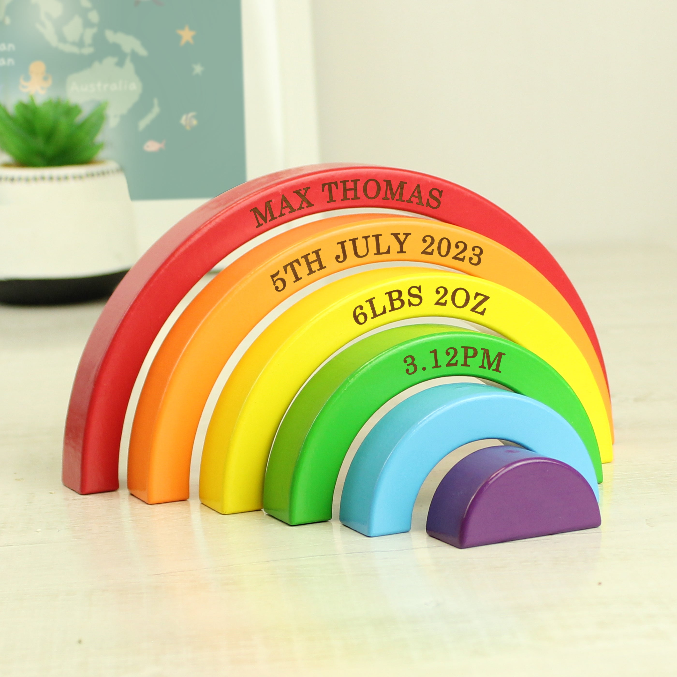 Personalised Wooden Rainbow Stacker - gift & personalise