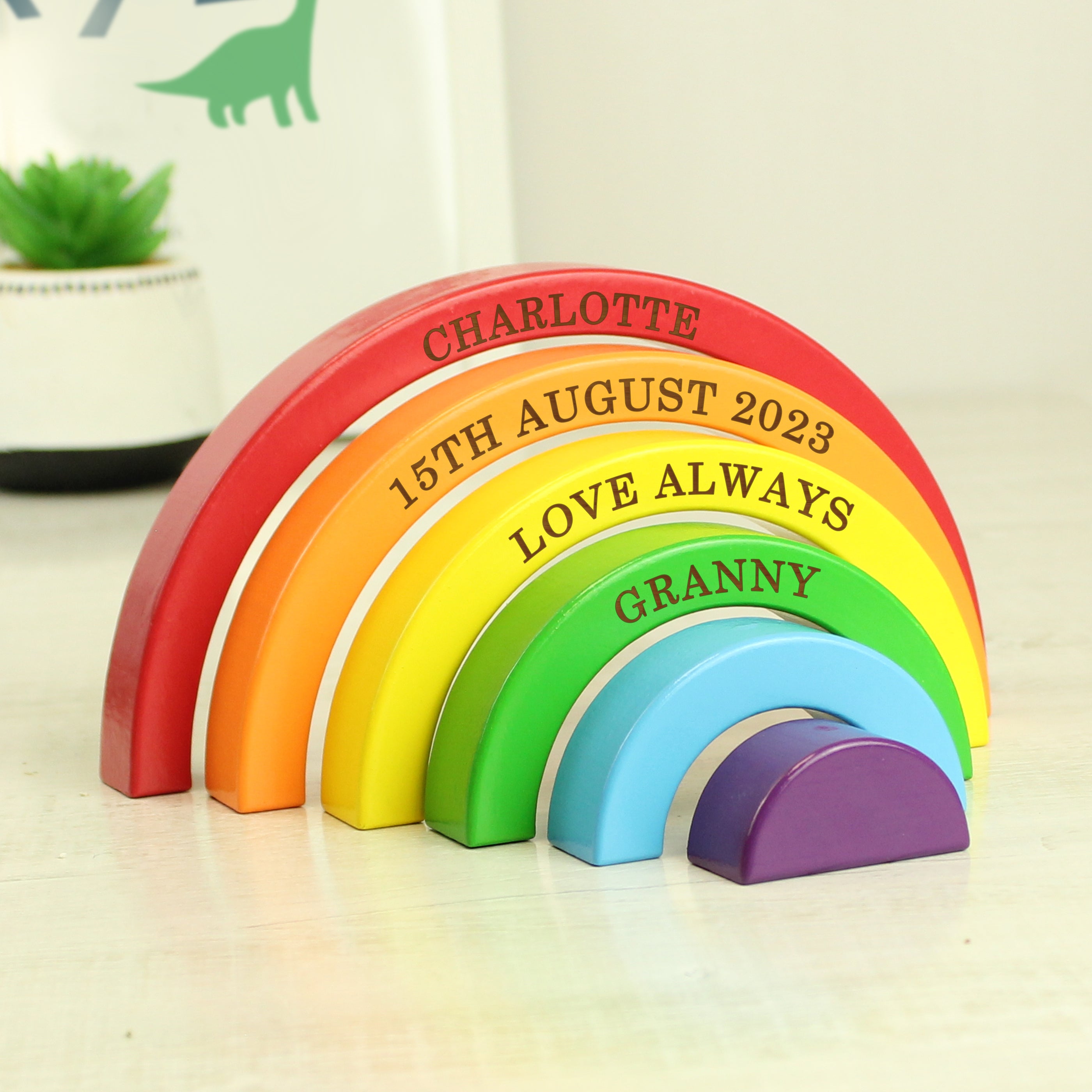 Personalised Wooden Rainbow Stacker - gift & personalise