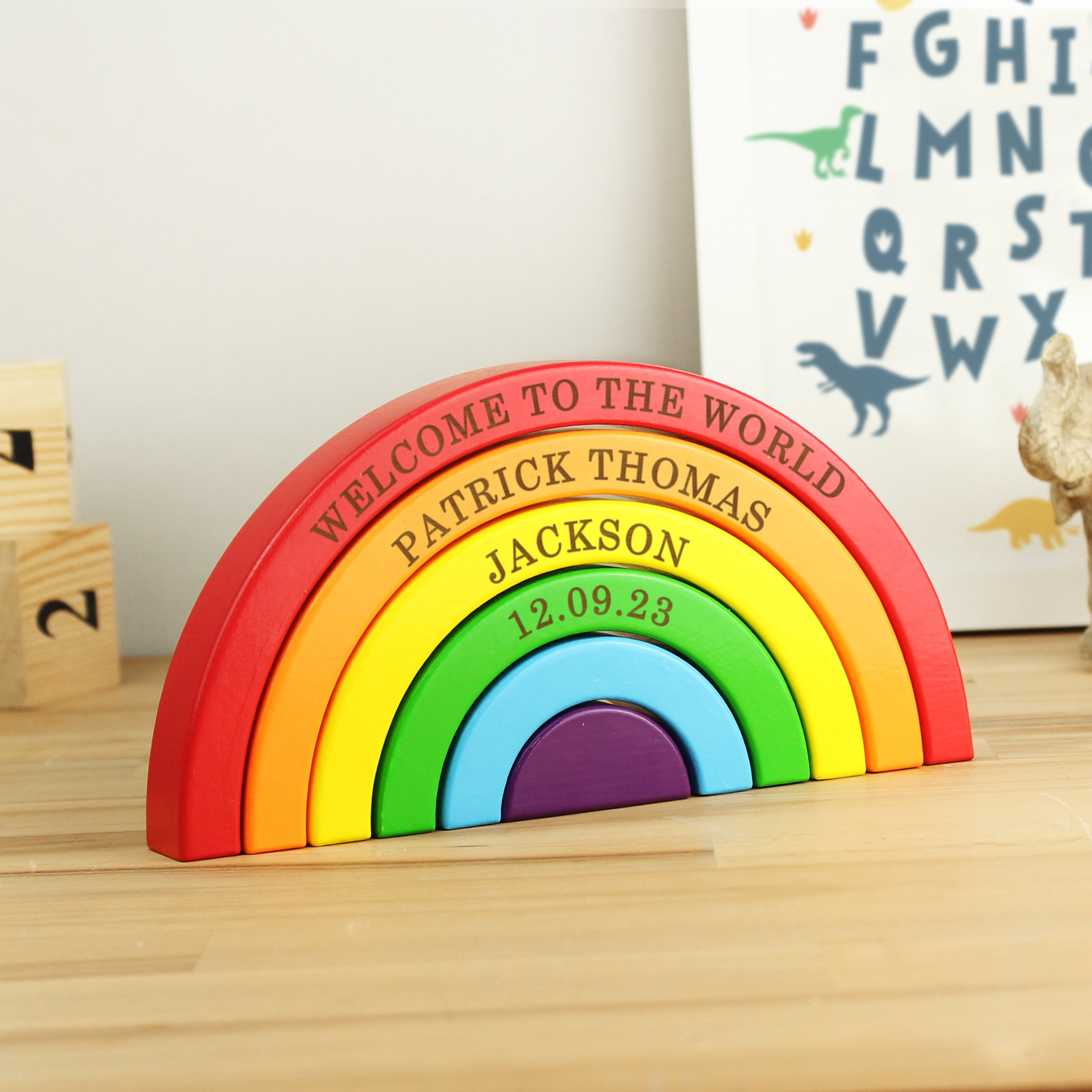 Personalised Wooden Rainbow Stacker - gift & personalise