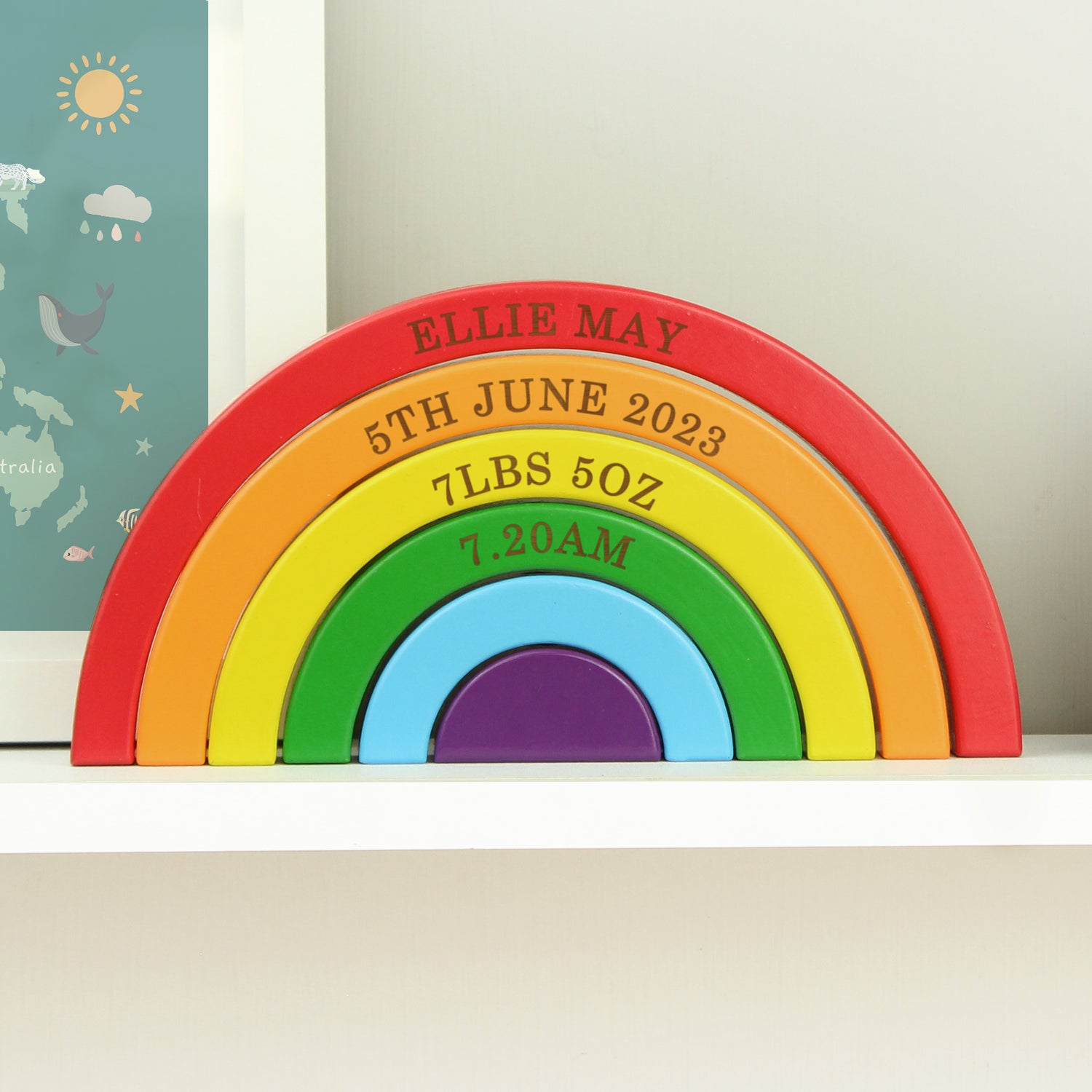 Personalised Wooden Rainbow Stacker - gift & personalise