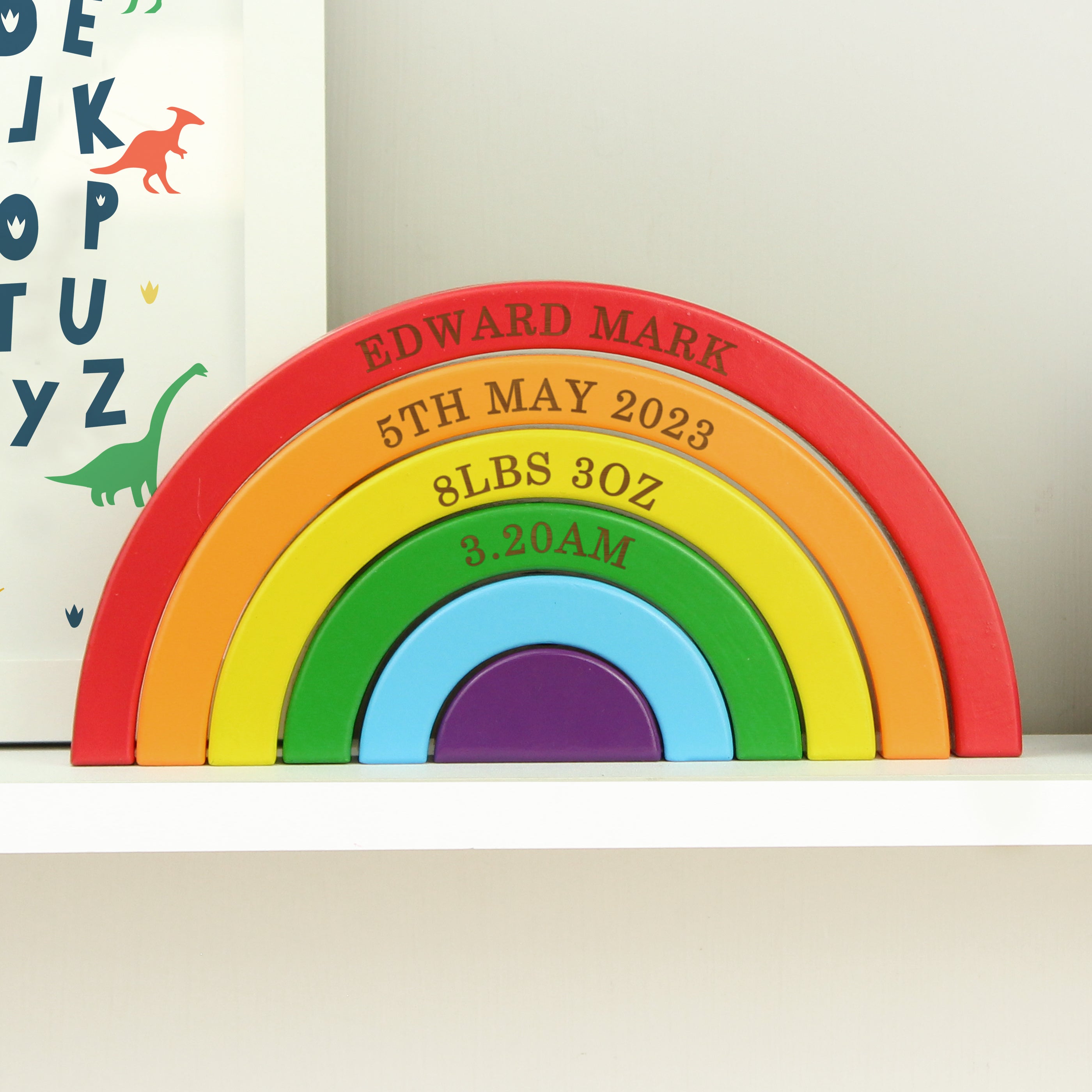 Personalised Wooden Rainbow Stacker - gift & personalise