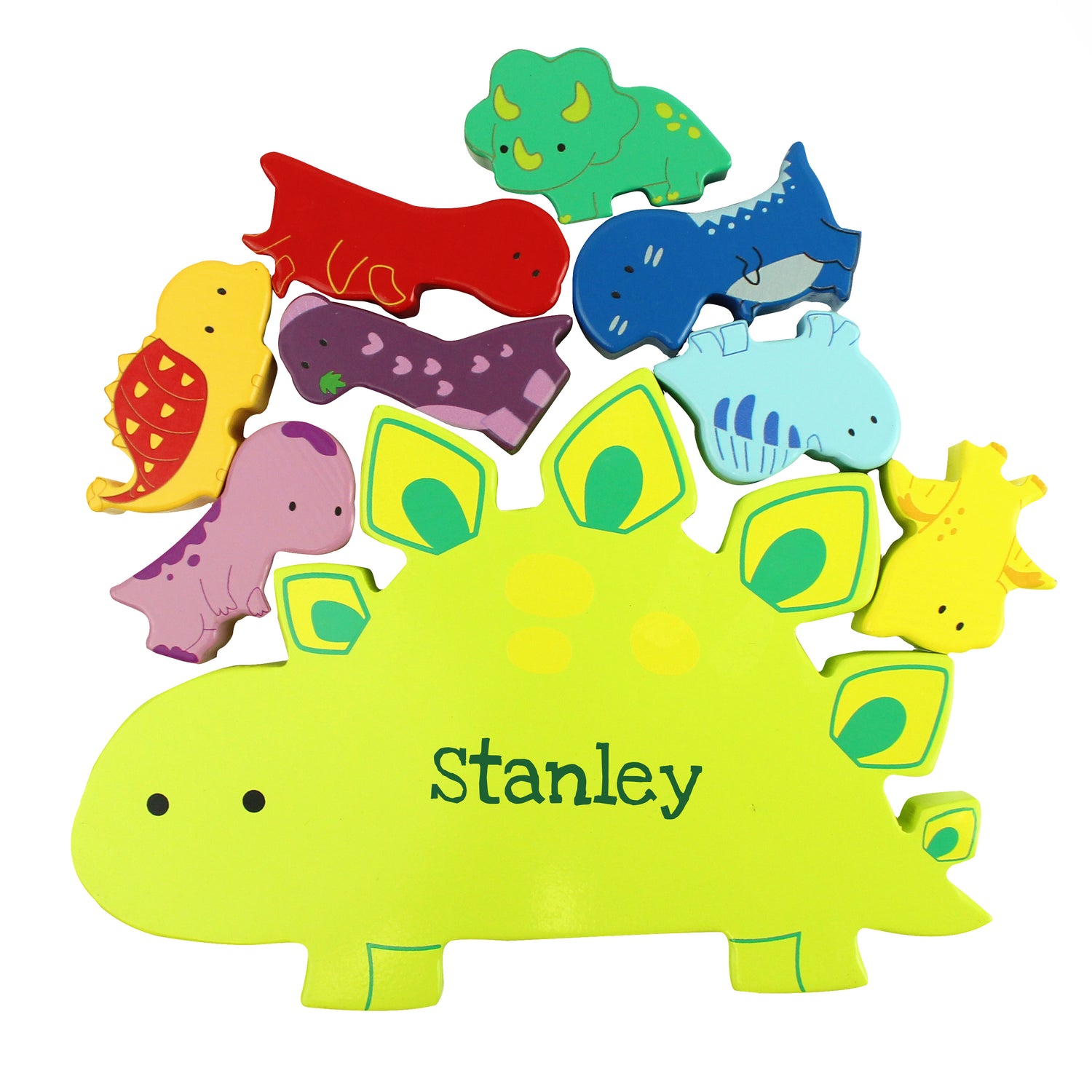 Personalised Name Only Wooden Dinosaur Stacker Toy - gift & personalise