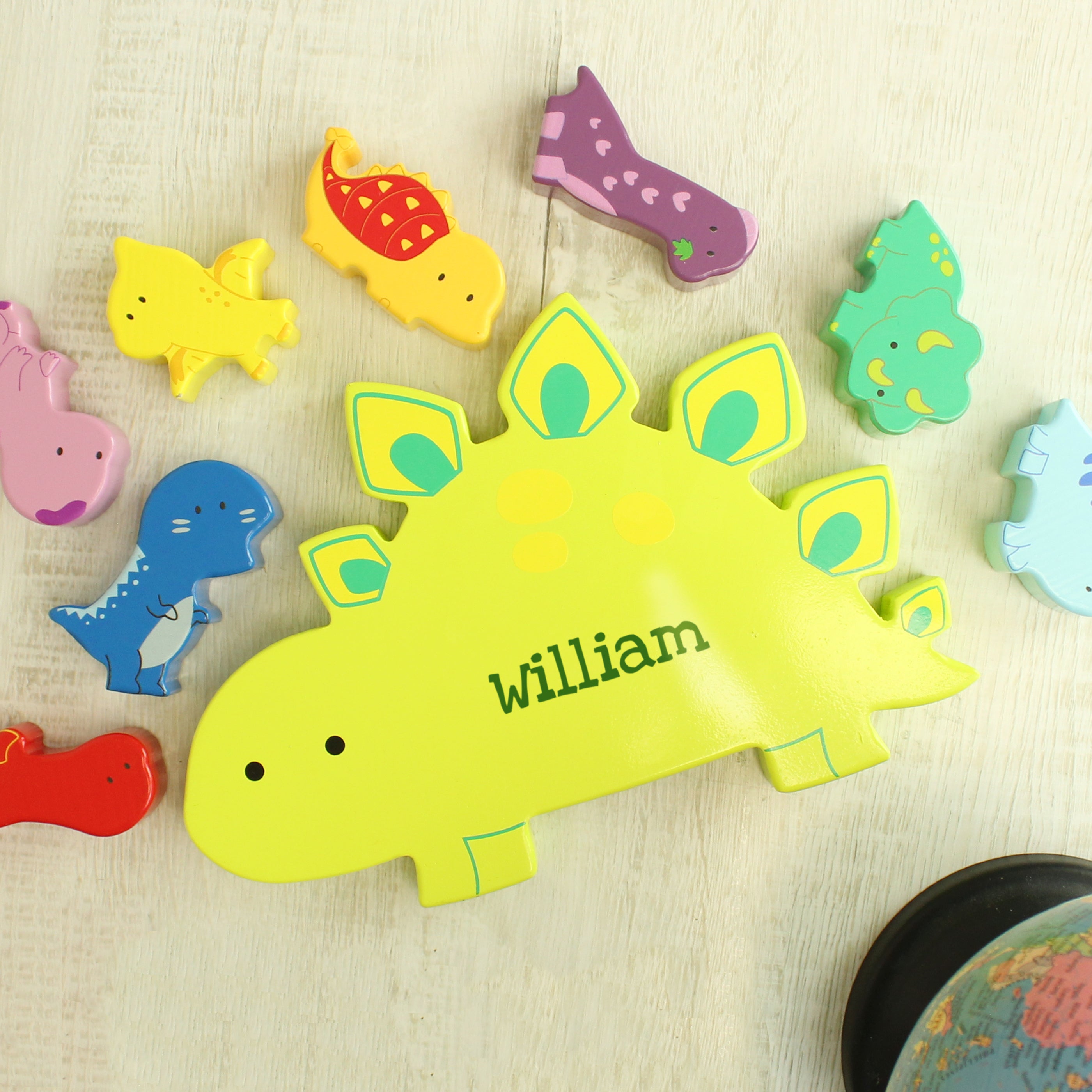 Personalised Name Only Wooden Dinosaur Stacker Toy - gift & personalise