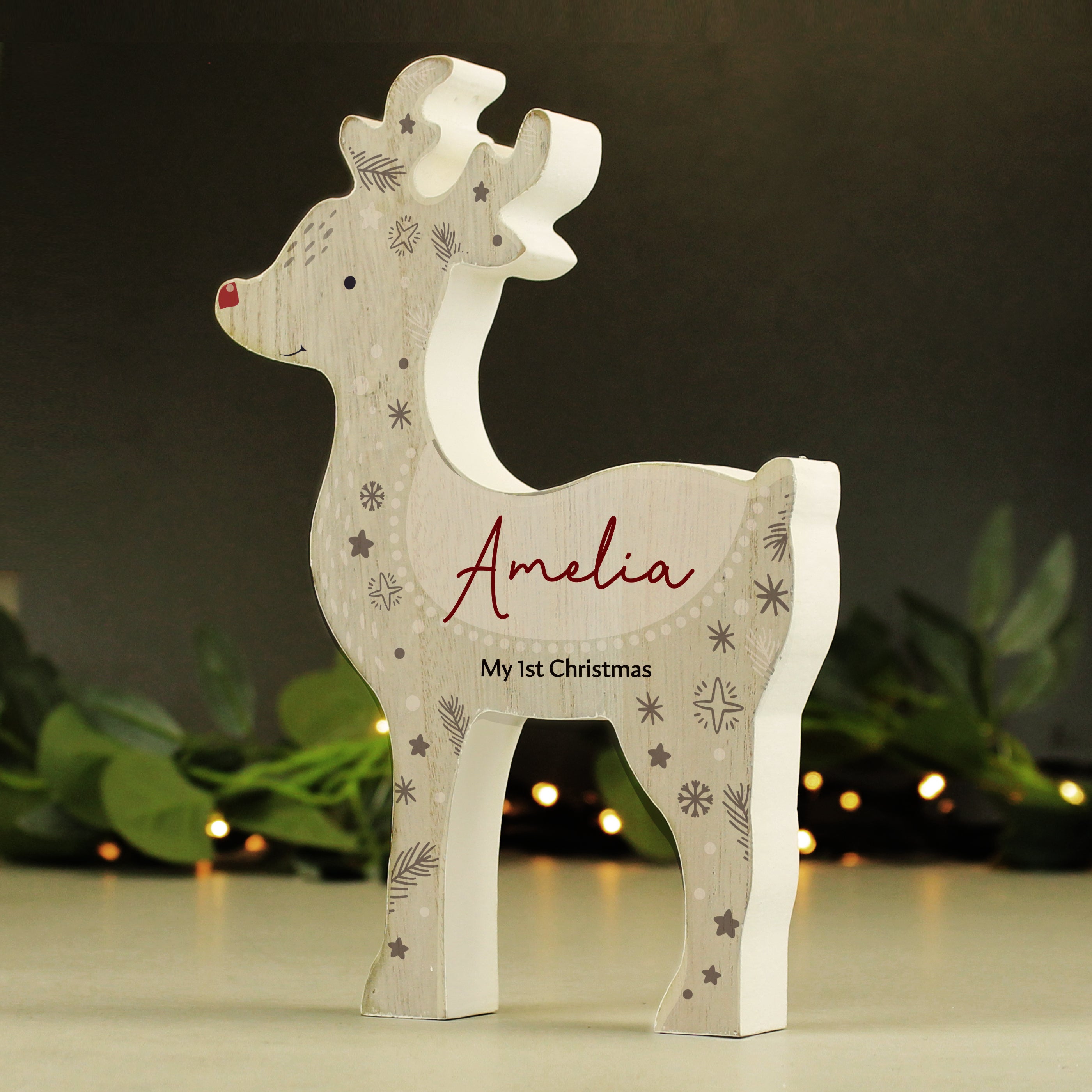 Personalised Red Nosed Reindeer Ornament - gift & personalise