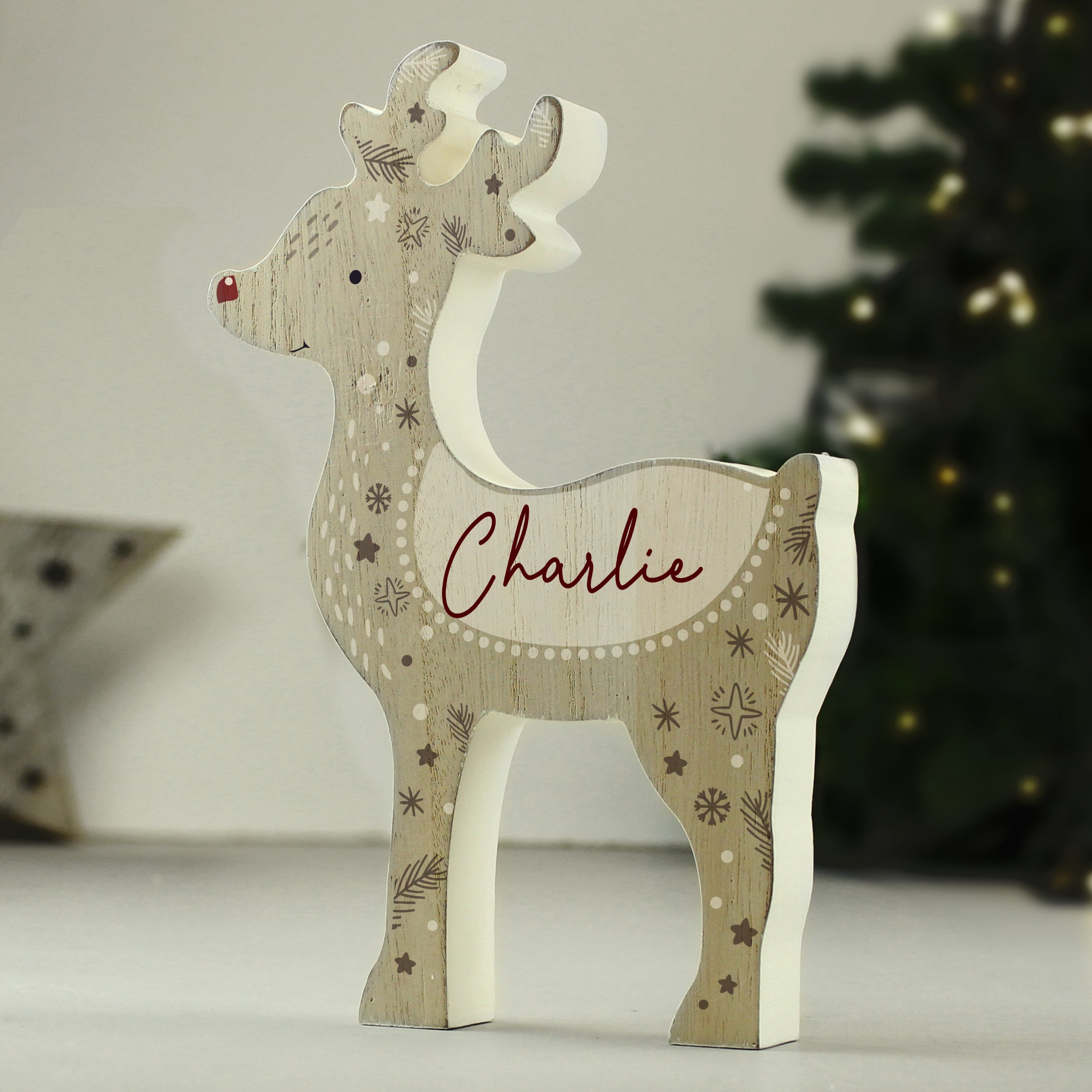 Personalised Red Nosed Reindeer Ornament - gift & personalise