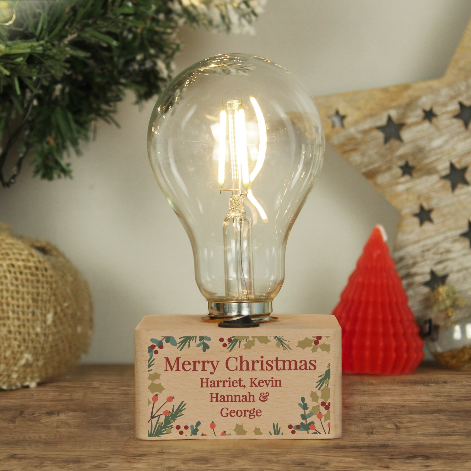 Personalised Christmas Foliage Light Bulb - gift & personalise