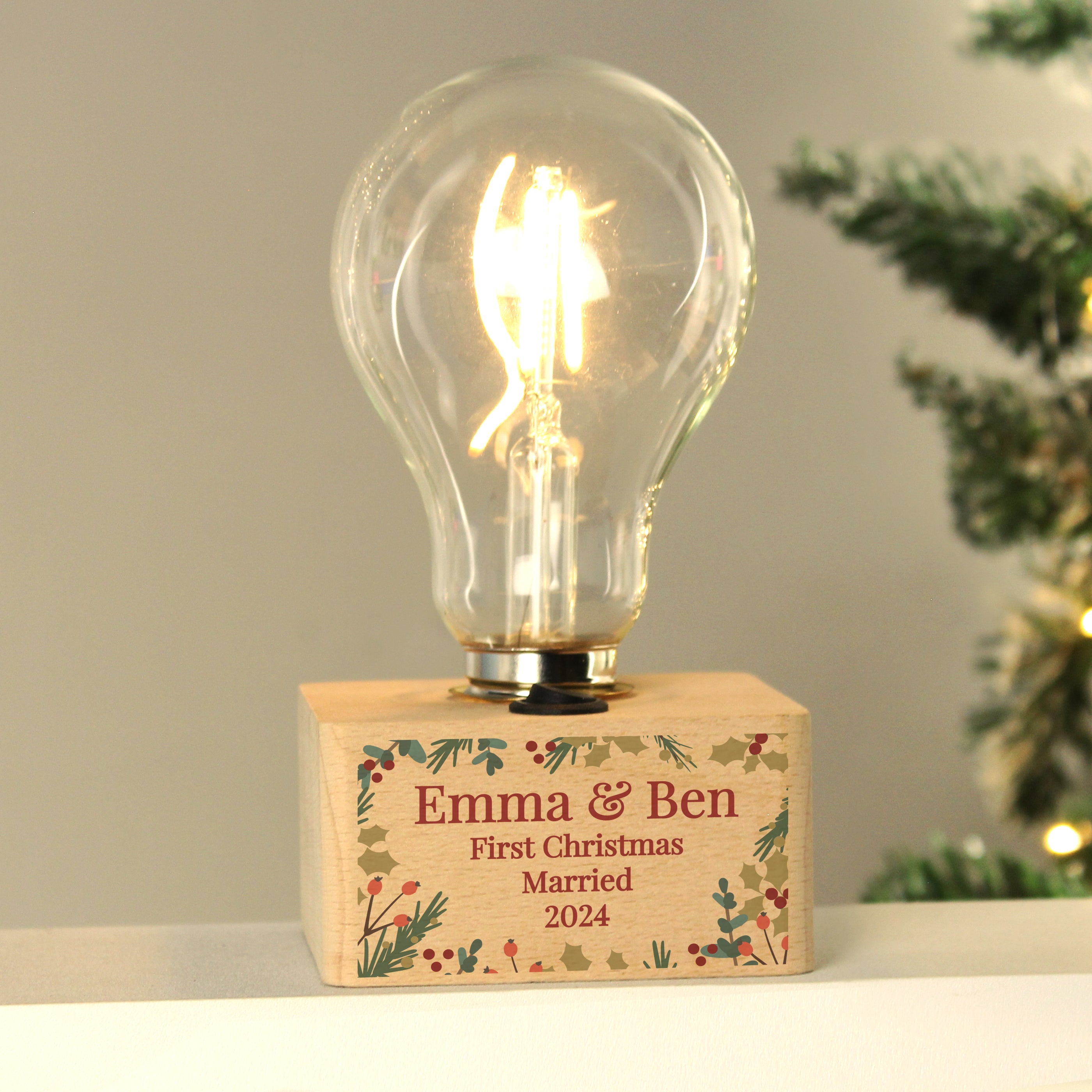 Personalised Christmas Foliage Light Bulb - gift & personalise