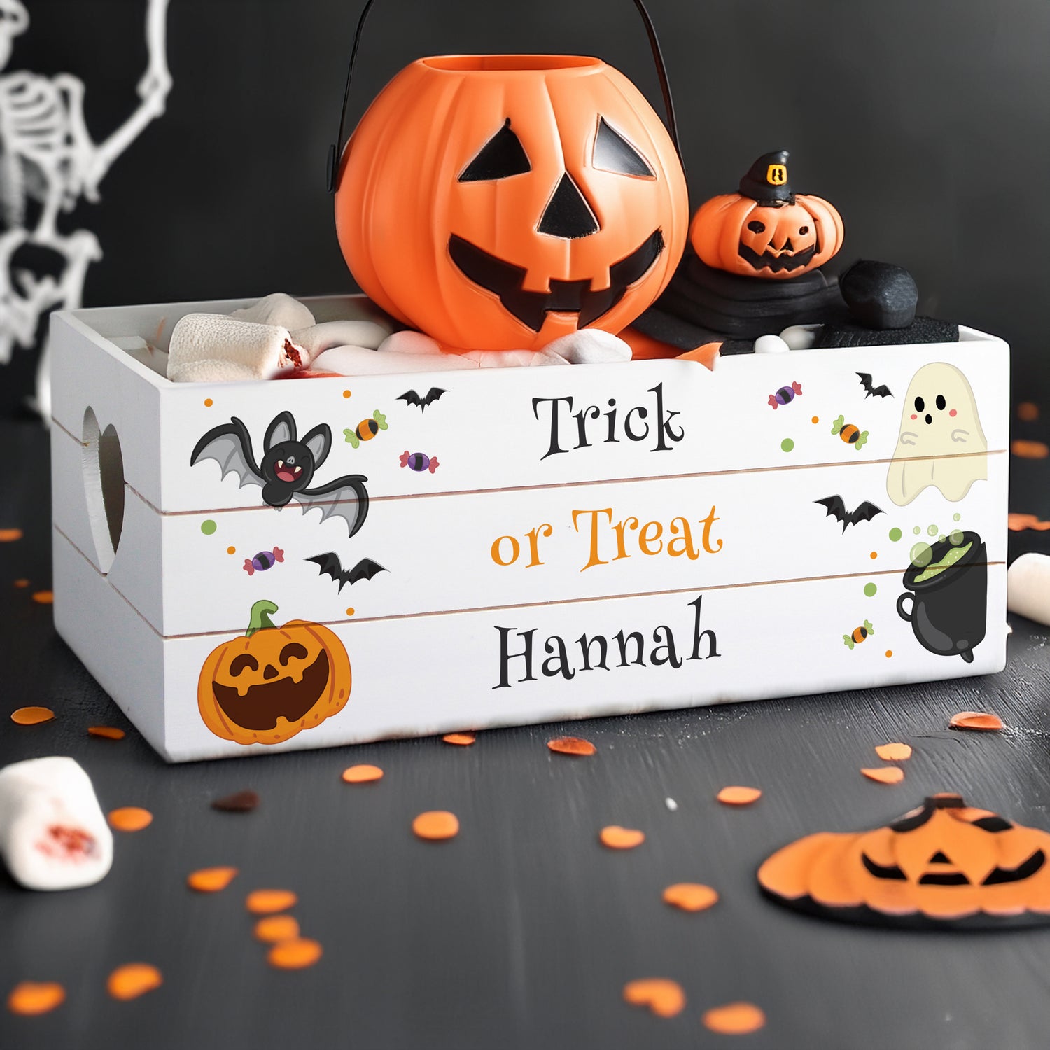 Personalised Halloween Small Wooden Treats Crate - gift & personalise