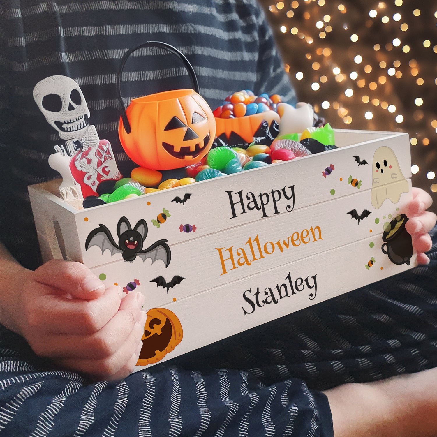 Personalised Halloween Small Wooden Treats Crate - gift & personalise